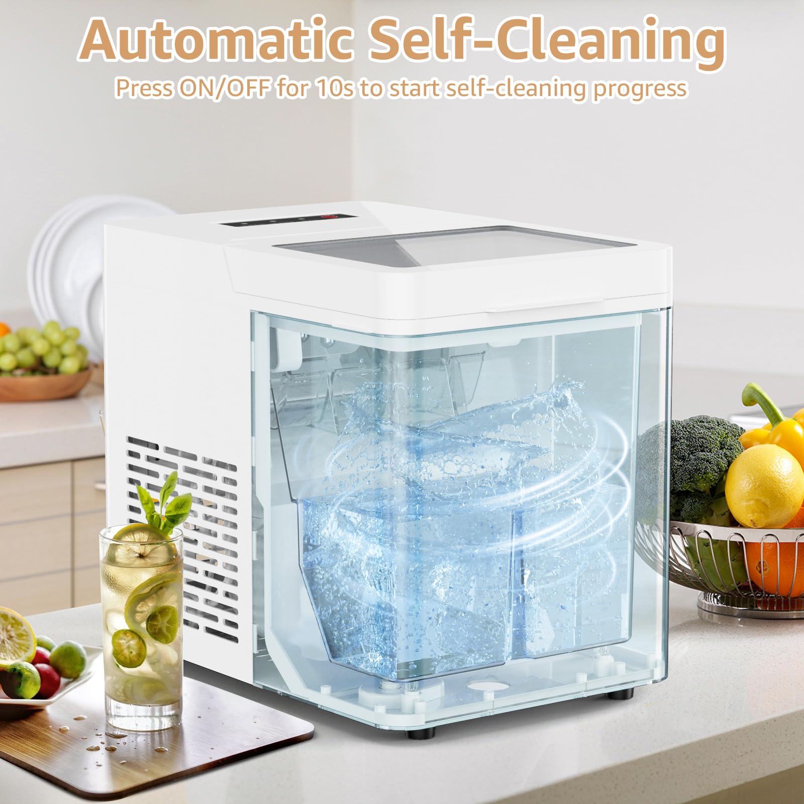 Portable Countertop Ice Maker Machine - 9 Ice Cubes in 6 Minutes, 36Lbs Daily Output, Self-Cleaning with 2 Ice Scoops & Basket - Bullet Ice Maker for Home, Kitchen, Office, Bar, RV & Outdoor Parties
