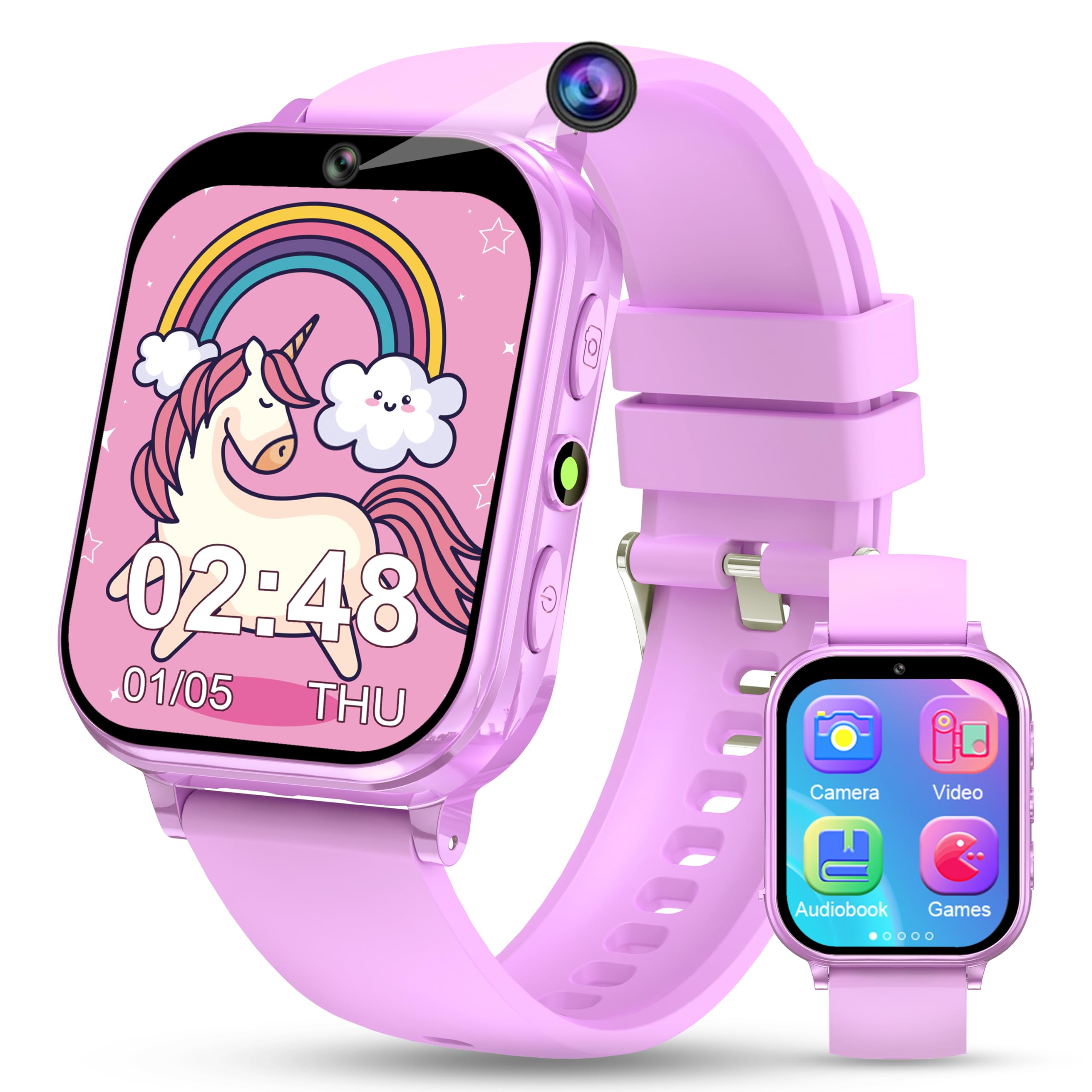 KALINCO Kids Smart Watch for Boys & Girls Age 5-12 - GPS Tracker, Camera, Games, Pedometer, Music Player, Alarm Clock, Audio Stories & Flashlight - No Phone Needed Smartwatch for Outdoor Play, School & Birthday Gifts