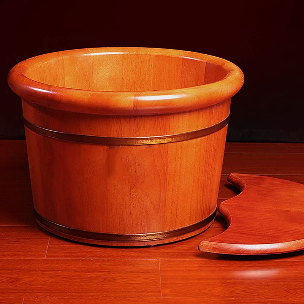 Premium Wooden Foot Bath Bucket - Large Oak Foot Soaking Basin with Lid for Spa & Pedicure | Relaxing At-Home Foot Care for Stress Relief & Callus Removal