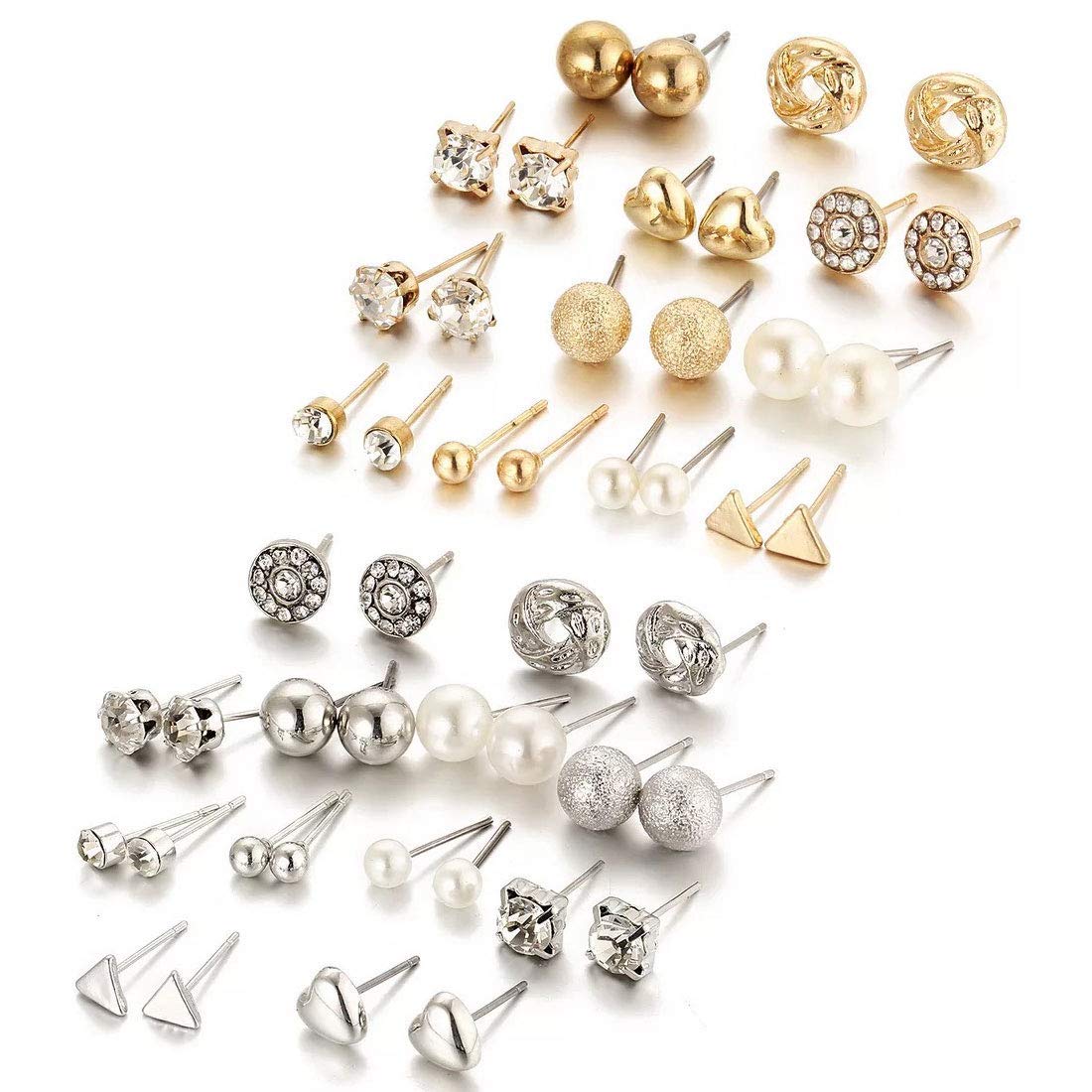 Shining Diva Fashion Crystal Pearl Stud Earrings for Women - Elegant Combo Set of Latest Trendy Jewelry, Perfect for Parties, Weddings & Daily Wear