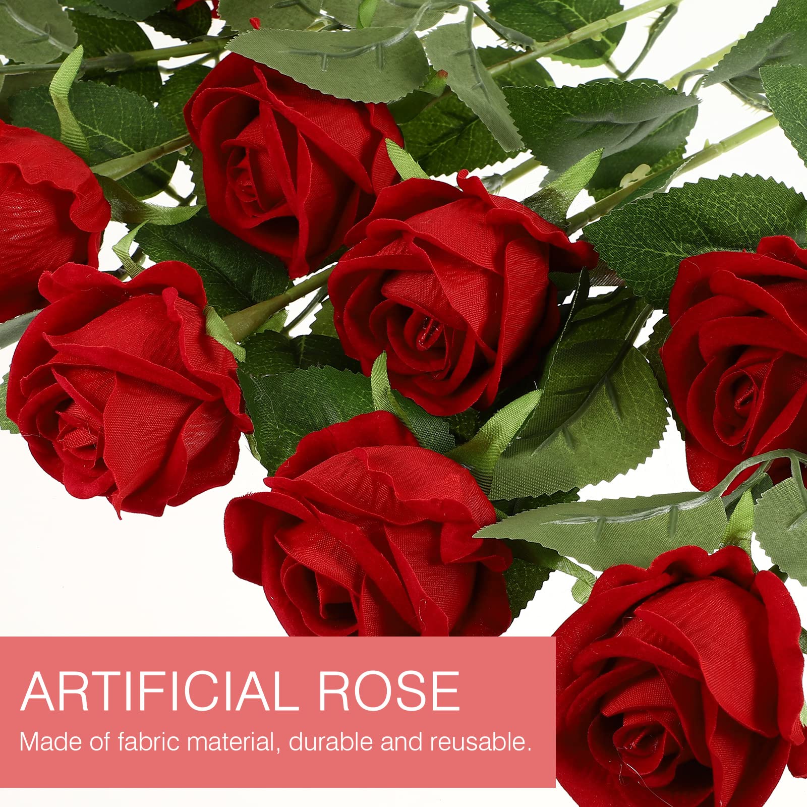 LUOZZY 11Pcs Artificial Red Rose Flowers with Stems - Fake Silk Rose Bouquet for Wedding Centerpieces, Bridal Shower, Home & Office Decor - Perfect for Table Arrangements, Party Decorations and Gift Giving