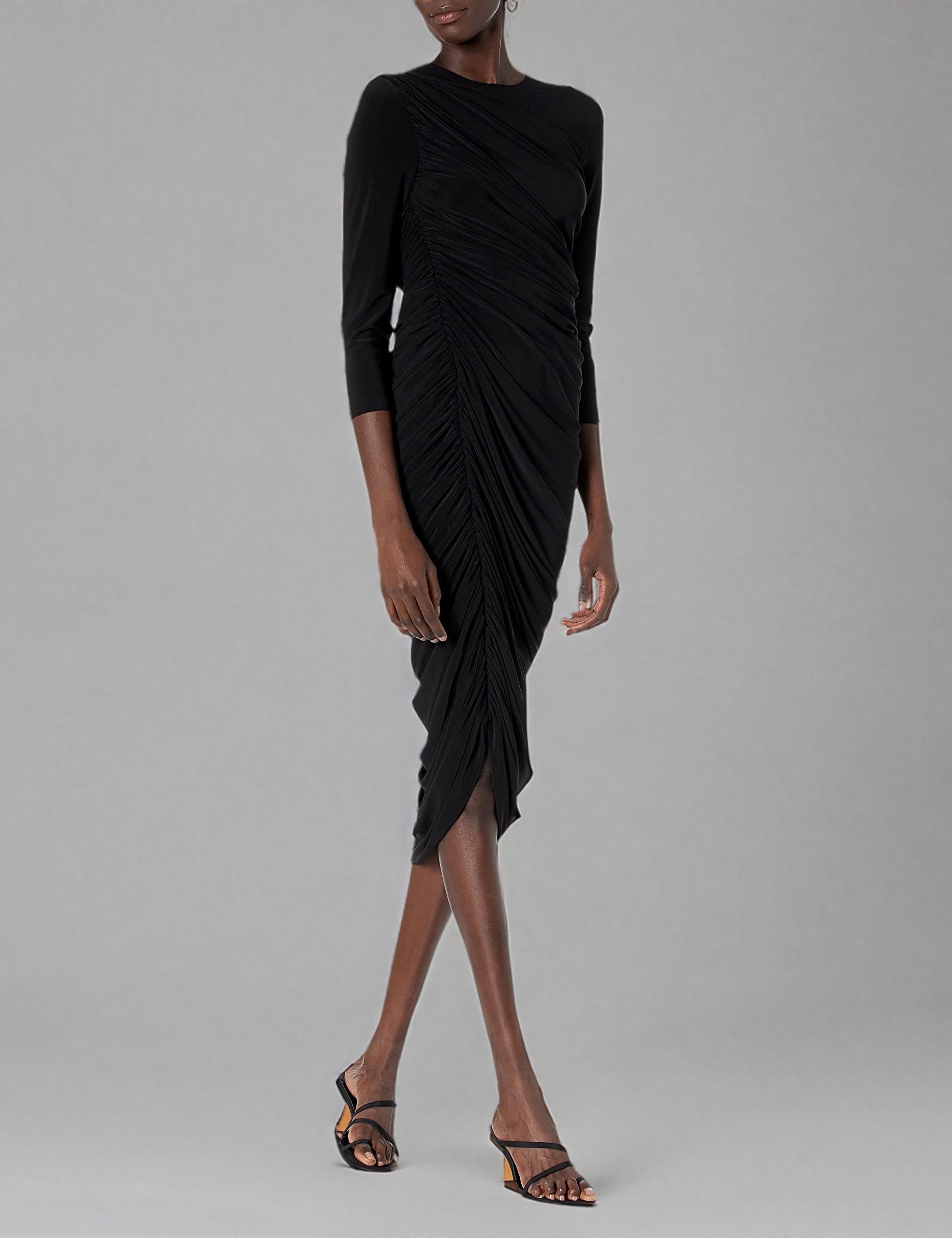 Norma Kamali Women's Long Sleeve Diana Gown - Elegant Evening Dress for Weddings, Galas & Special Occasions