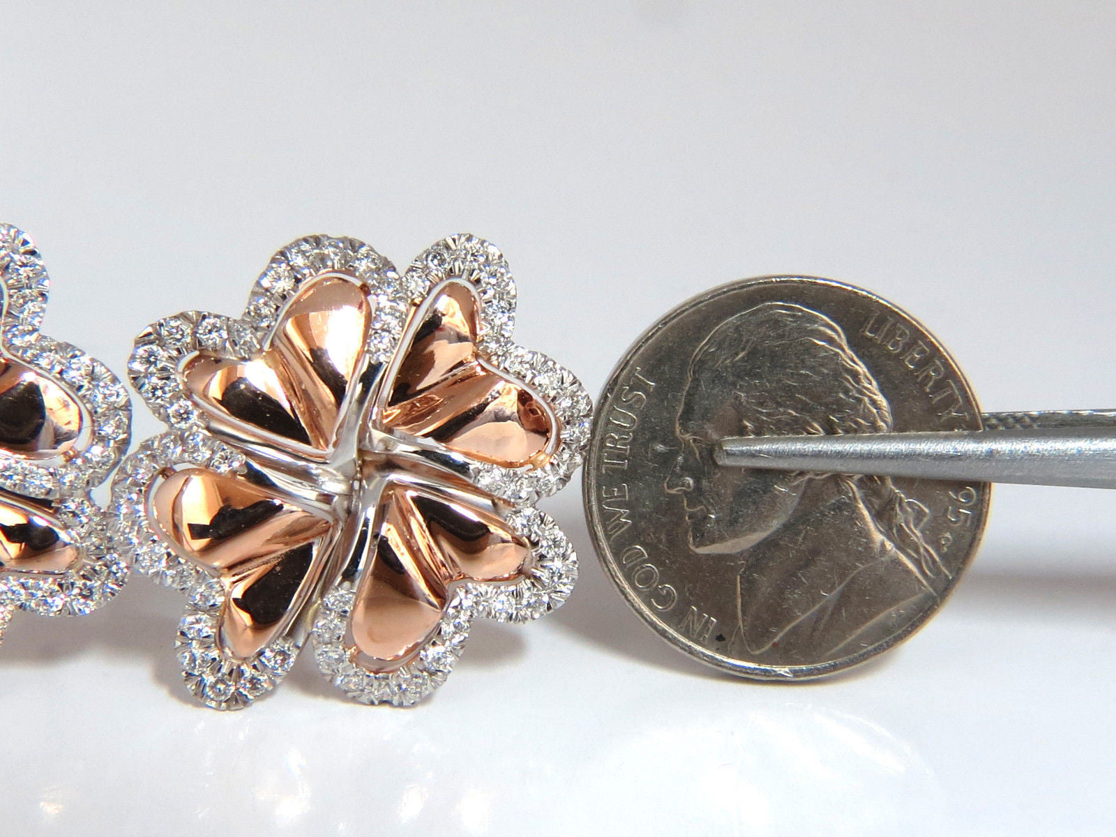 1.40ct 3D Heart Link Circular Earrings in 18KT Rose Gold - Elegant Omega Back Design for Women, Perfect for Valentine's Day Gifts, Anniversary Presents & Special Occasions