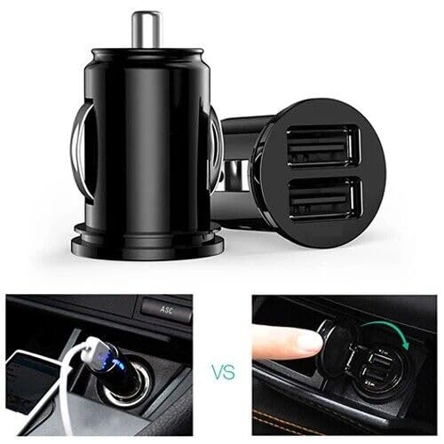 Fast Dual USB Car Charger Adapter 12V/24V - Quick Charge 3.0 Compatible with iPhone, Samsung & Android Phones - Perfect for Road Trips, Commuting & Emergency Charging in Vehicles