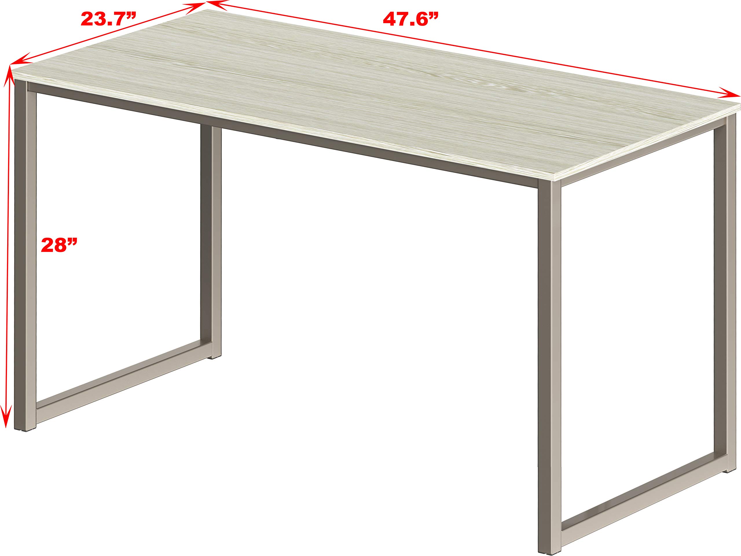 SHW Mission 48-Inch Home Office Computer Desk - Solid Maple Wood Writing Desk with Spacious Work Surface for Study, Work from Home & Gaming | Modern Ergonomic Design for Small Spaces
