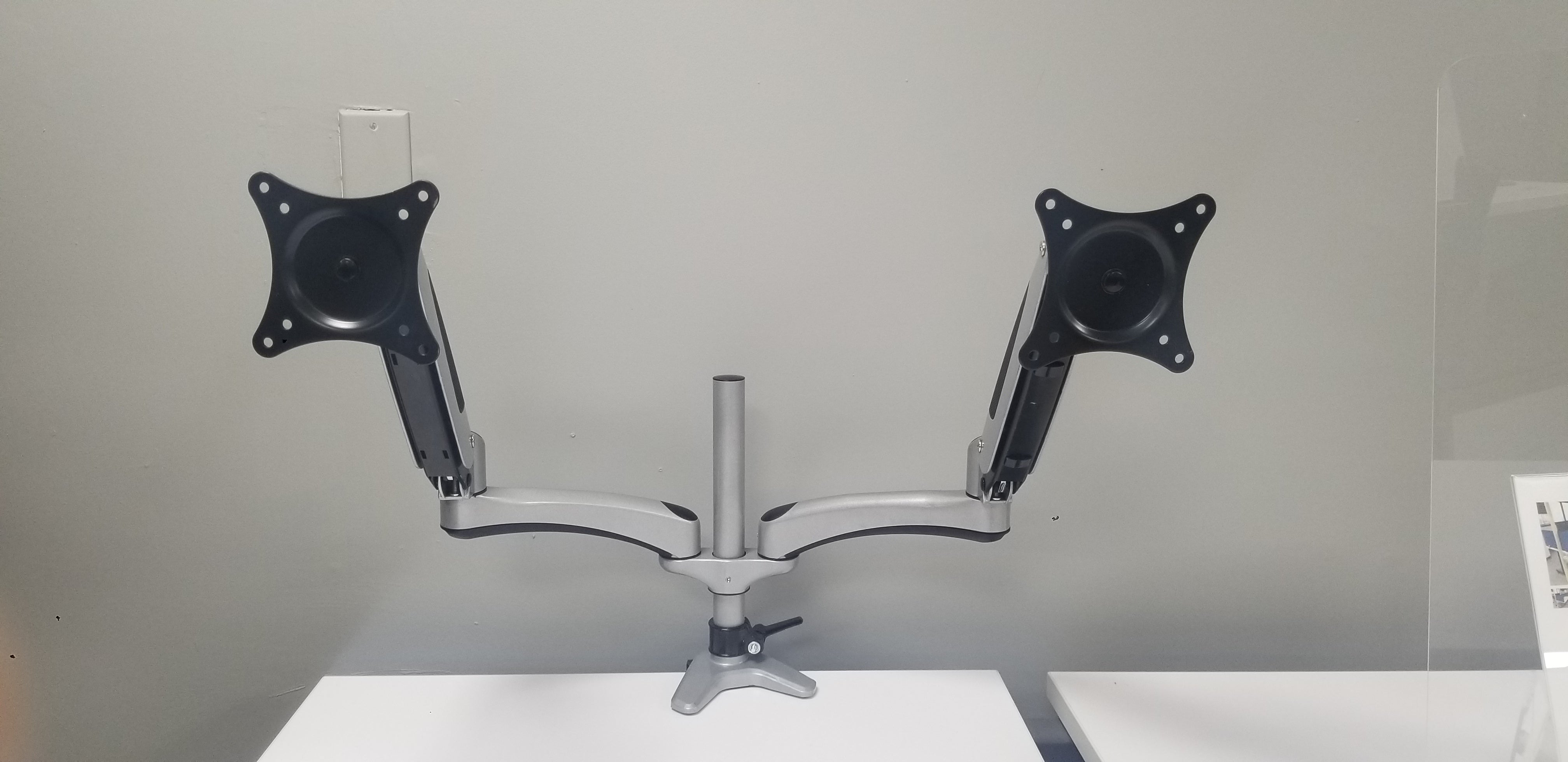 Used Dual Monitor Arm Stand - Adjustable Ergonomic Mount for Home & Office Desks - Perfect for Gaming, Work & Study Setup