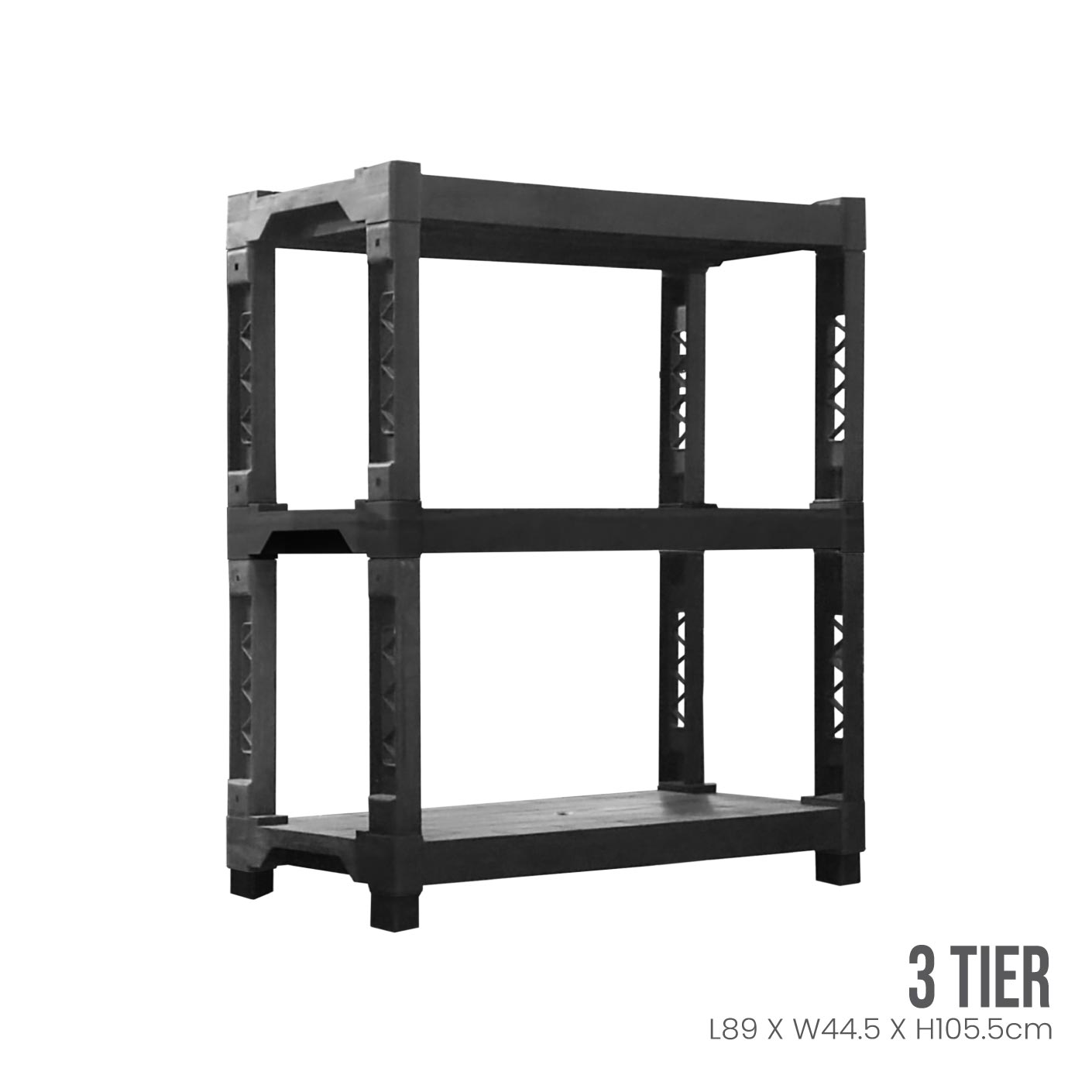 3 Tier Shelving Unit - DIY Storage Shelf Organizer for Home, Office, or Garage - Sturdy Metal Wire Rack for Kitchen, Bathroom, Closet Organization