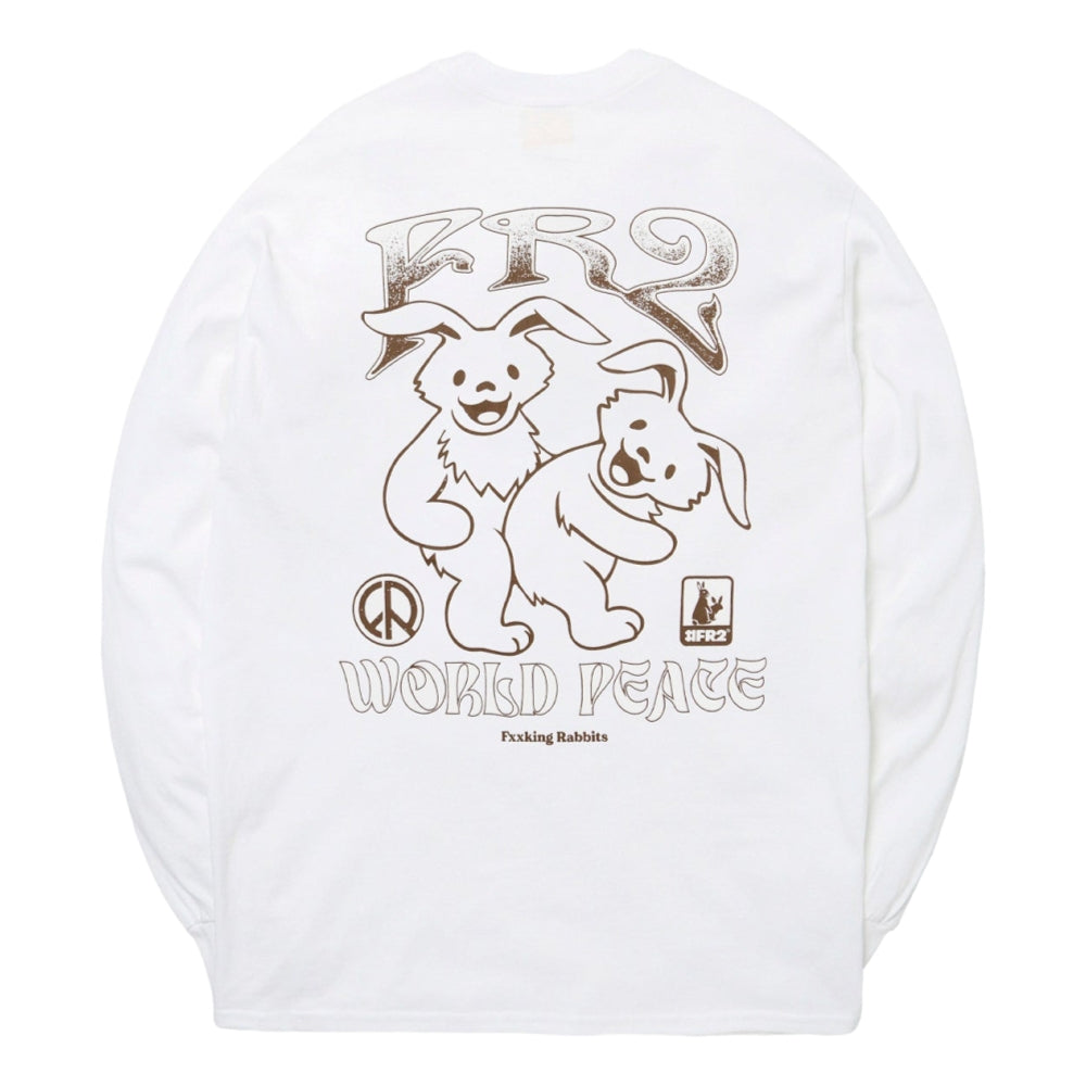 FR2 WORLD PEACE Long Sleeve T-Shirt White - Casual Streetwear for Men & Women | Perfect for Everyday Wear, Parties, and Peace Activism