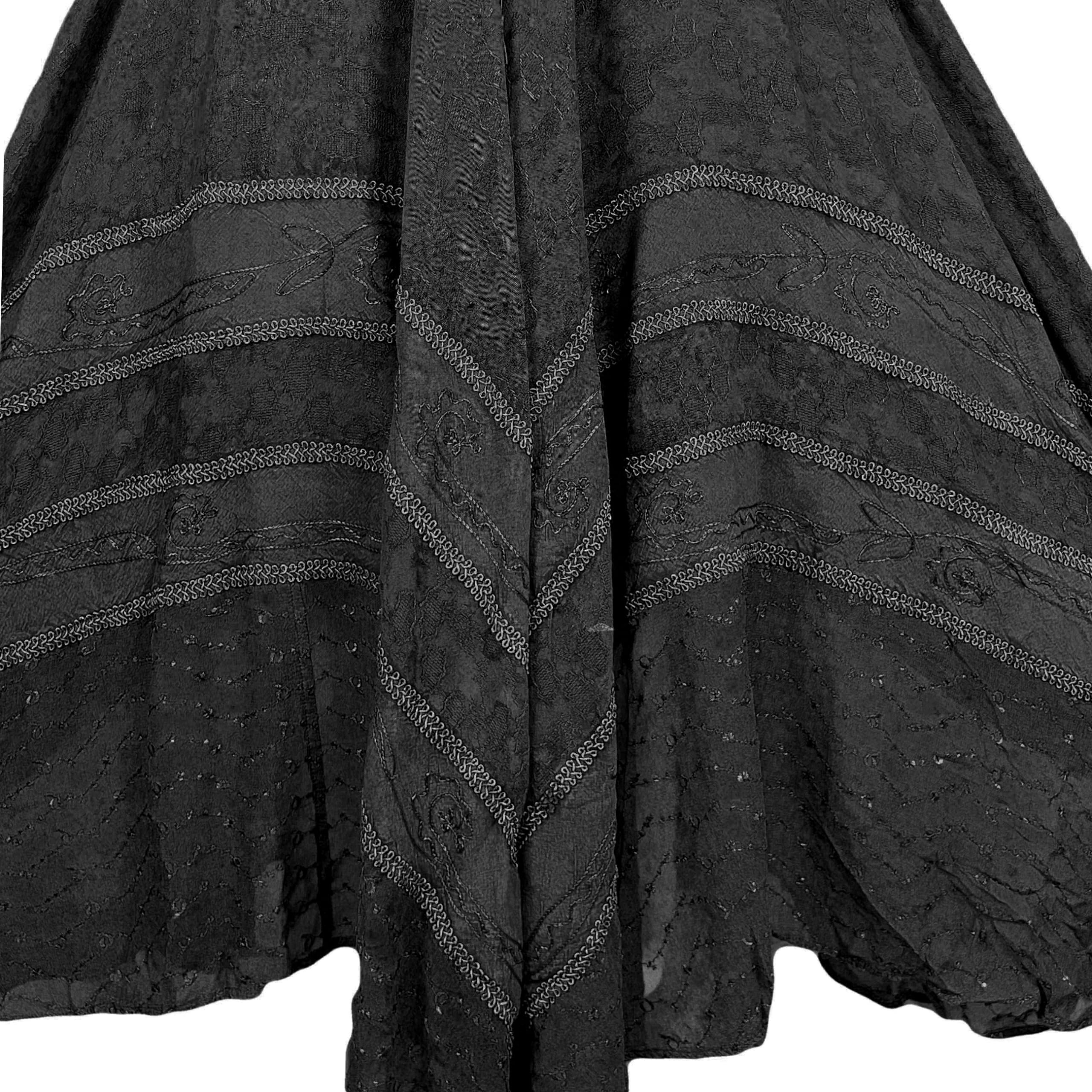 Agan Traders Women's Gothic Corset Maxi Dress - Sleeveless Embroidered Smocked Summer Dress with Twirl Skirt | Perfect for Spring/Summer Weddings, Parties & Gothic Fashion