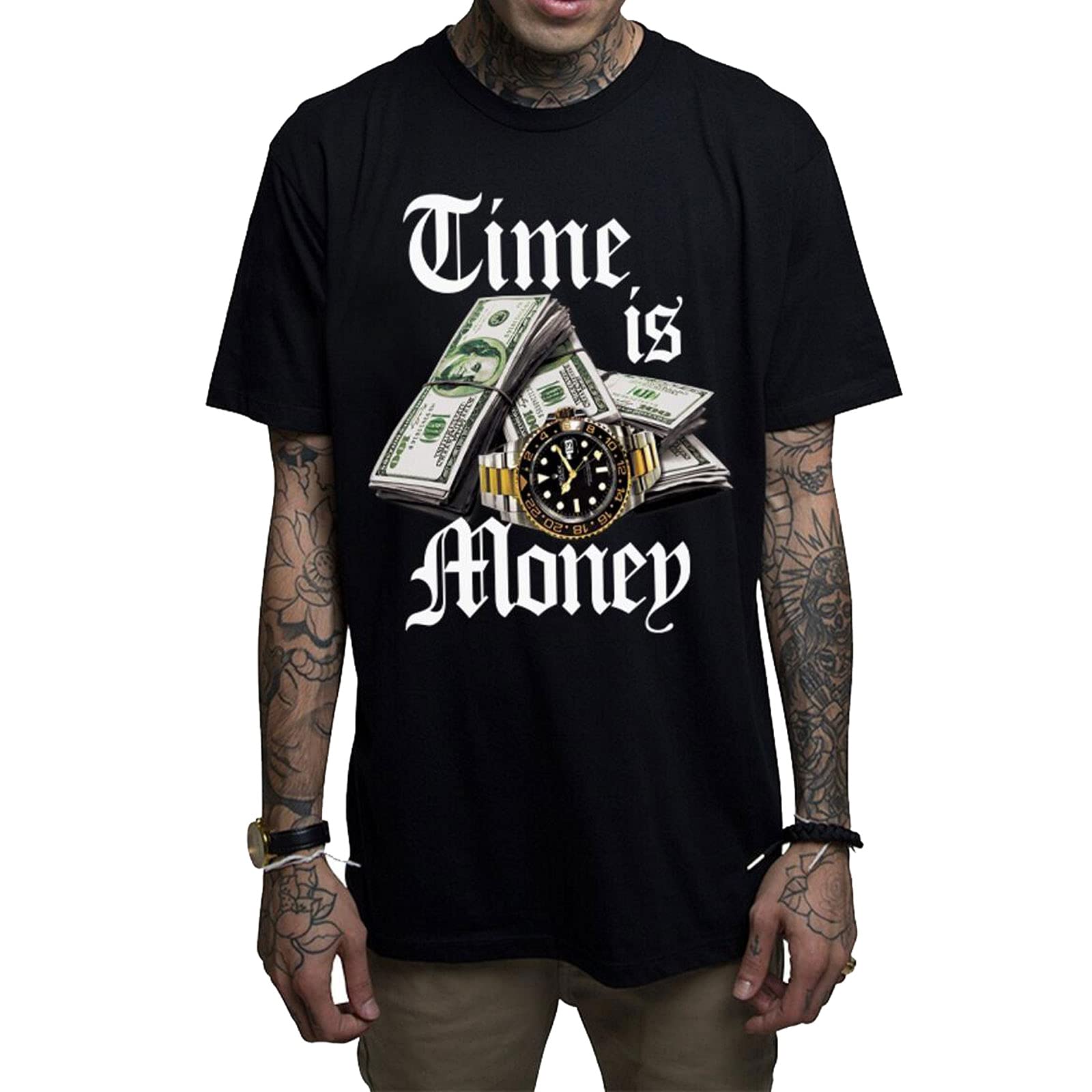 Men's Time is Money Short Sleeve T-Shirt - Mafia Inspired Graphic Tee for Casual Wear, Street Style & Gifts