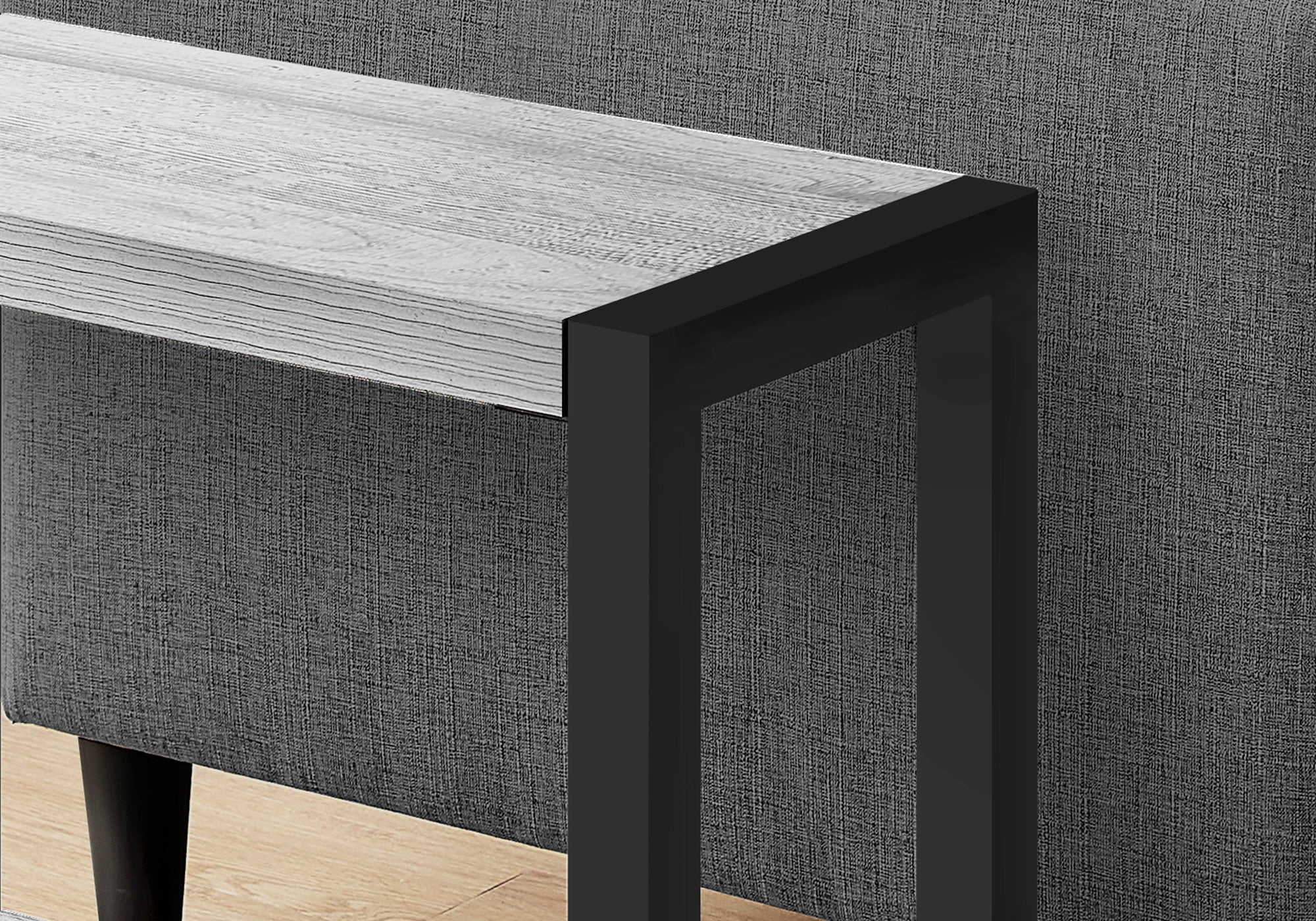 Modern Accent Side Table 22 Inch Height in Grey with Black Metal Frame - Perfect for Living Room, Bedroom, or Office Decor