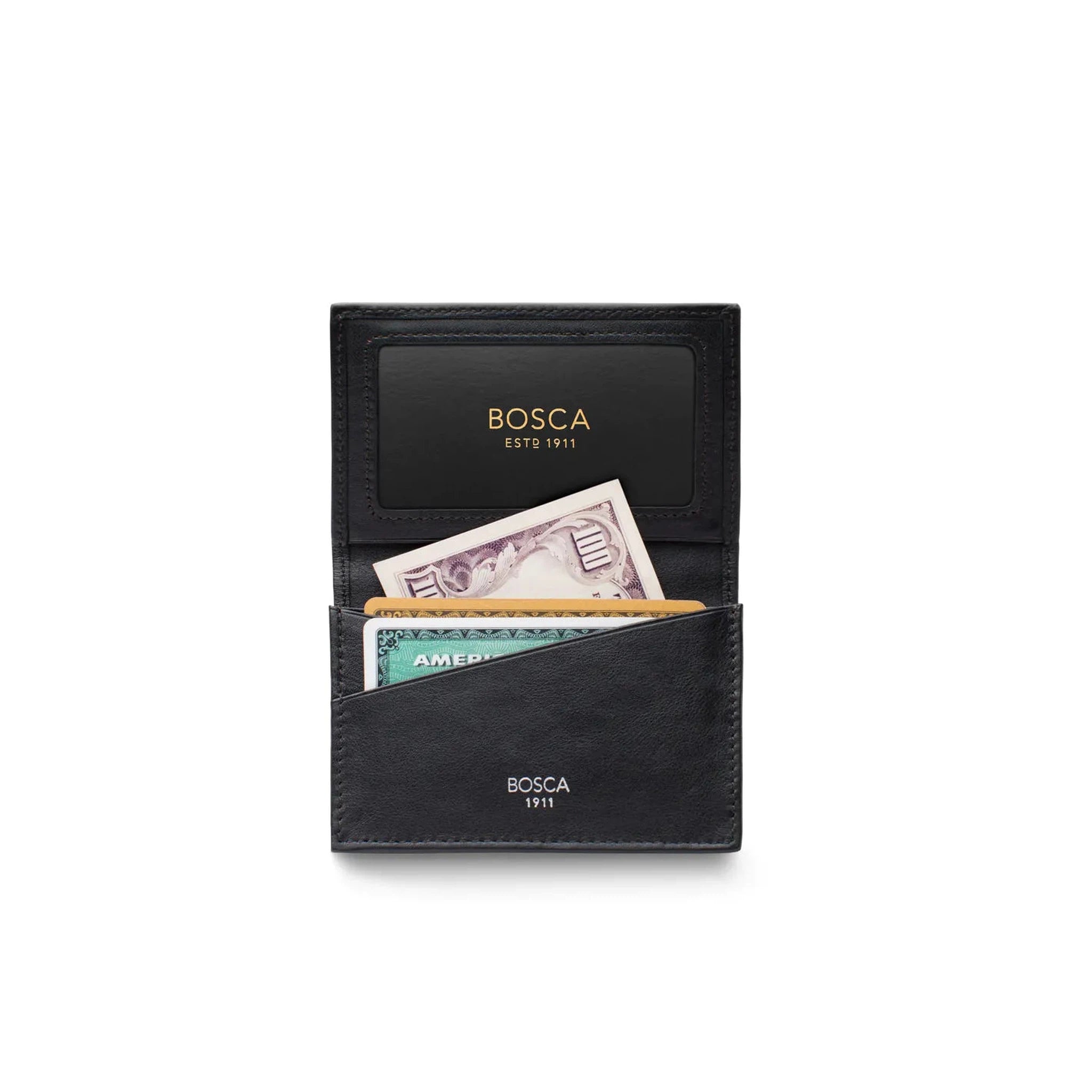 Premium Bosca Nappa Leather Slim Wallet - 2 Pocket Card Holder with ID Window | RFID Blocking | Perfect for Everyday Carry & Travel Essentials