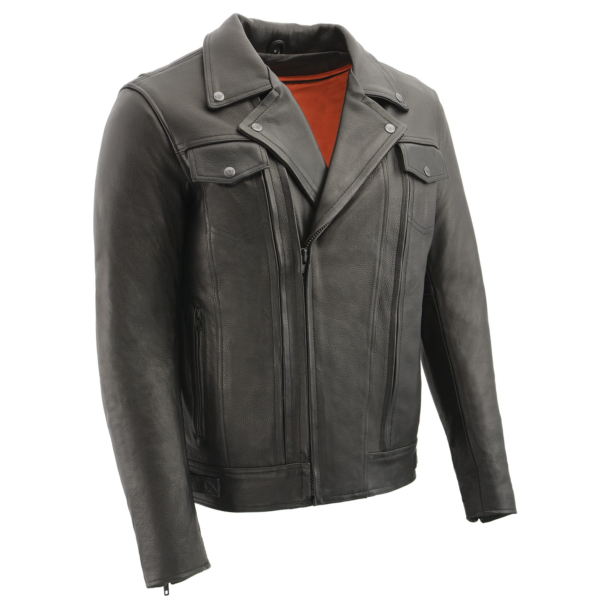 Milwaukee Leather Men's Black Utility Pocket Motorcycle Jacket – Durable & Stylish for Riding, Outdoor Adventures & Casual Wear