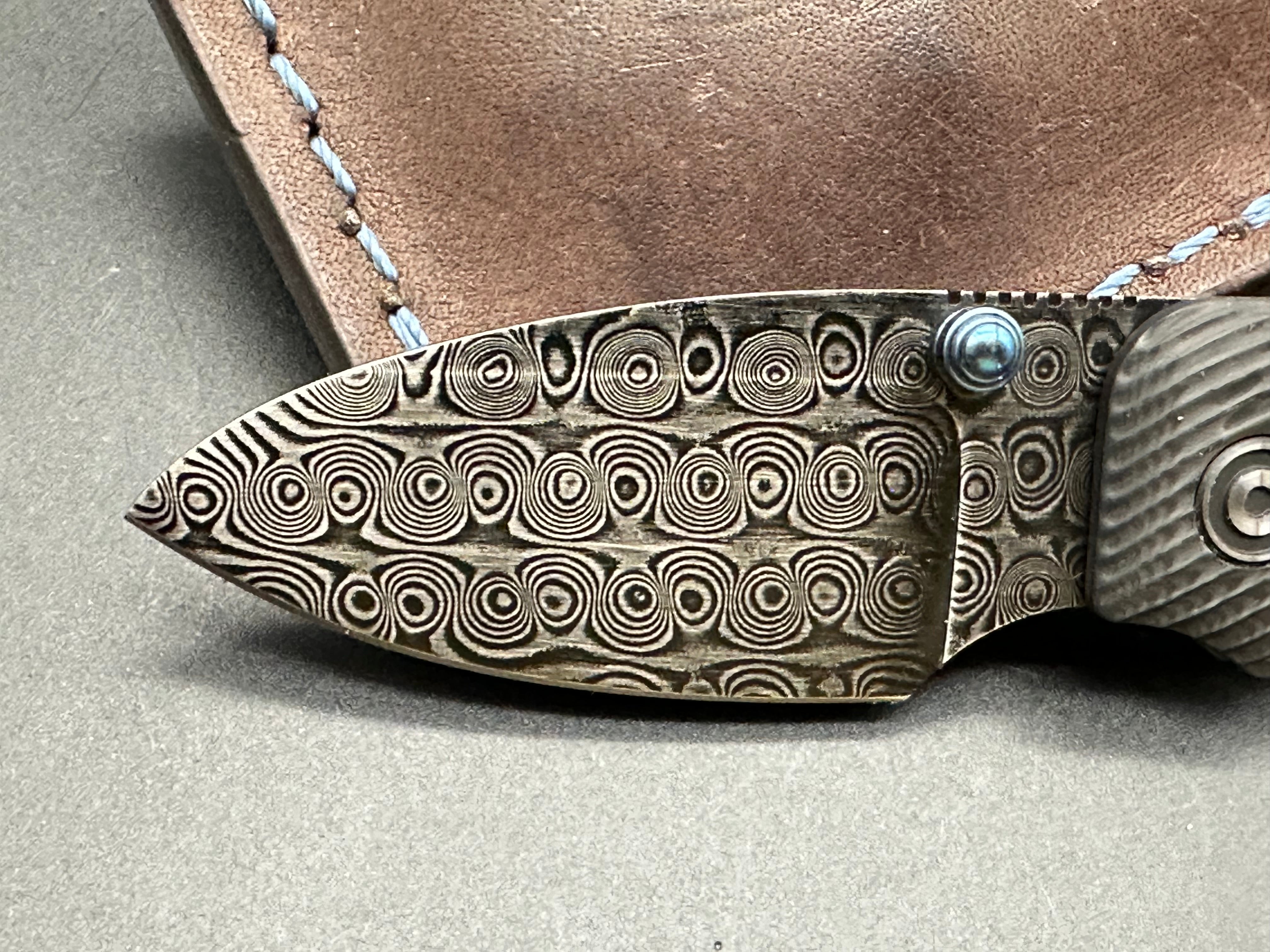 Civivi Damascus Baby Banter Pocket Knife with Composite Carbon Fiber Scales - EDC, Outdoor, Camping & Everyday Carry Knife