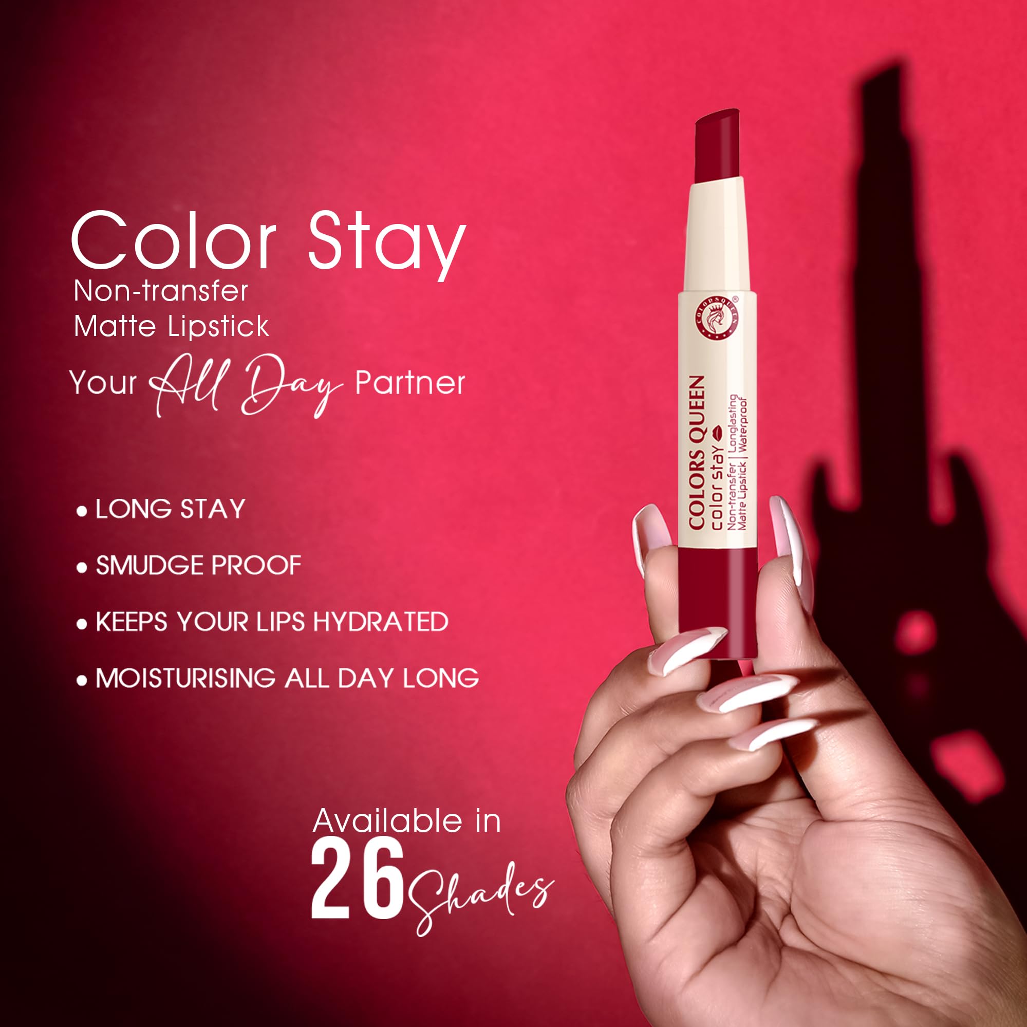 COLORS QUEEN Matte Lipstick - Baby Pink Long Lasting Lip Makeup | Perfect for Everyday Wear & Special Occasions