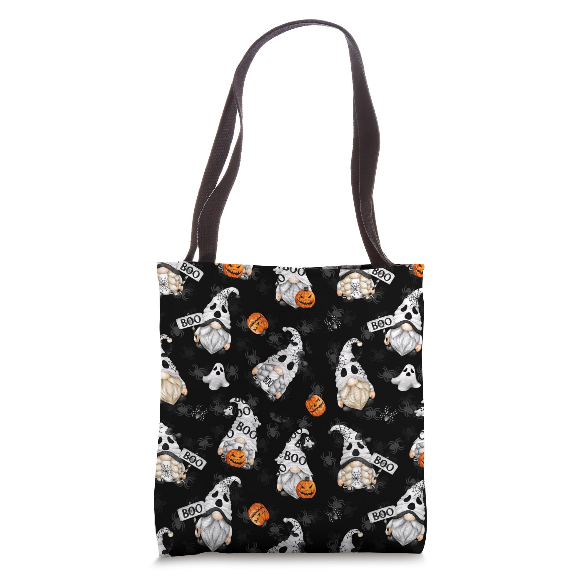 Halloween Gnome Tote Bag with Cute Boo Ghost & Pumpkin Spider Pattern - Perfect for Trick or Treating, Fall Festivals & Spooky Party Favors