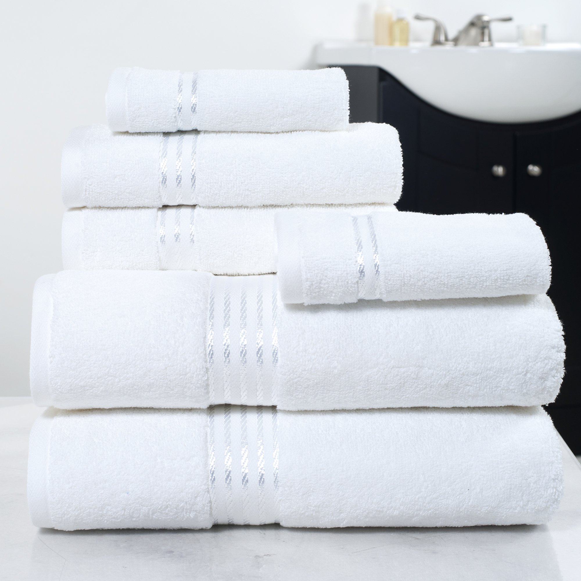 Lavish Home 6PC Cotton Towel Set - Bath & Hand Towels for Spa & Bathroom