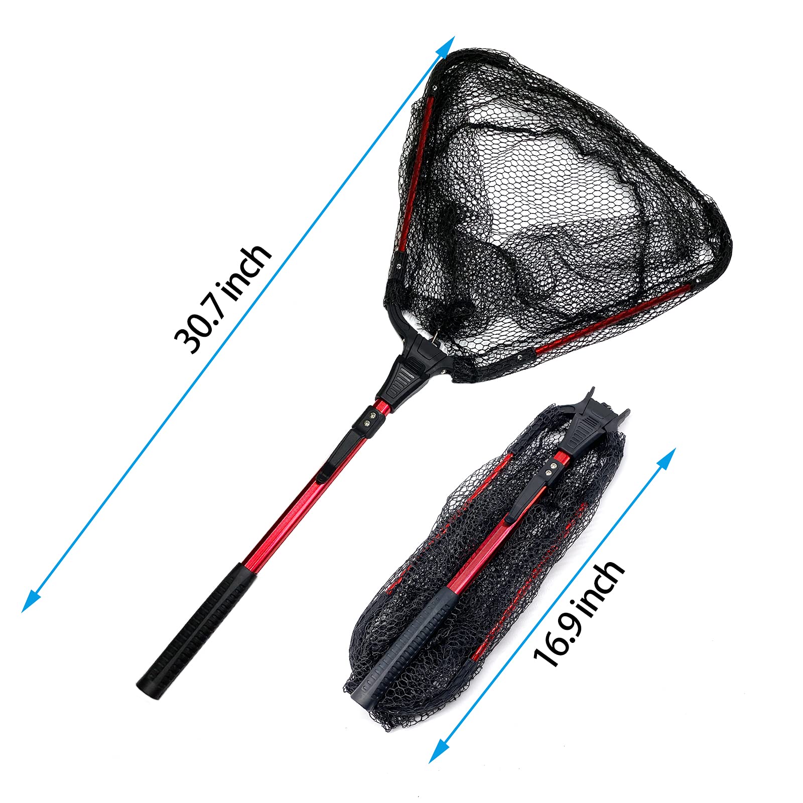 **YHC Floating Fishing Net - Extra Strong Foldable Landing Net for Freshwater & Saltwater Fishing - Rubber Coated Fish Net for Catch & Release (Ideal for Boat, Kayak, Shore Fishing)**