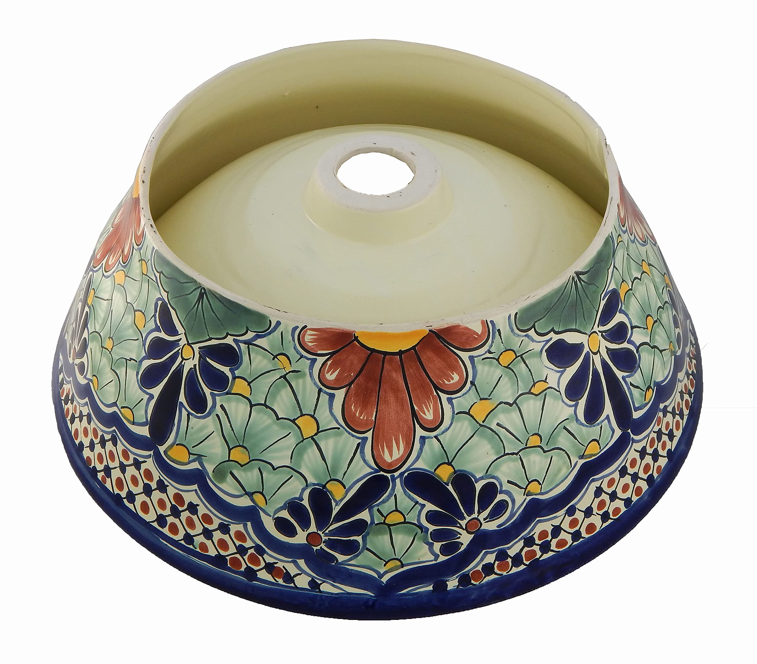 Vessel Skirted Talavera Mexican Ceramic Bathroom Sink #15 - Handcrafted Artisan Basin for Bathroom Vanity, Powder Room & Farmhouse Decor