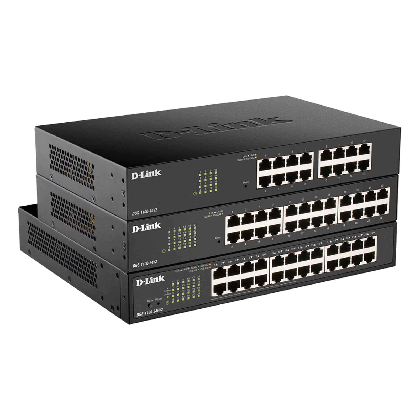 D-Link 16-Port Gigabit Smart Managed Switch | 16 GbE Ports | Layer 2 VLAN | Web Management | Desktop/Rack Mount | Fanless Design | NDAA Compliant | Lifetime Warranty (DGS-1100-16V2) | Ideal for Small Business Networks & Home Offices
