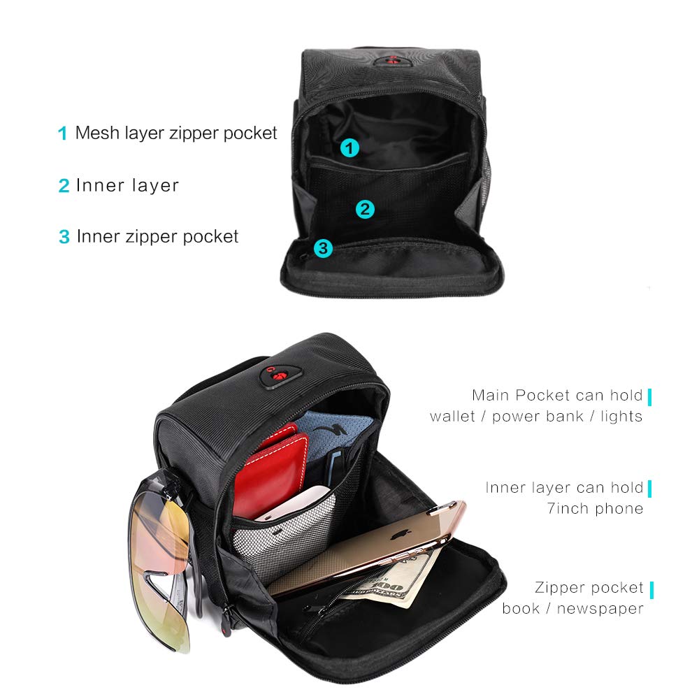 Rhinowalk Bike Handlebar Bag - Waterproof Front Frame Basket Bag for Road & Mountain Bikes | Professional Cycling Accessories for Commuting, Touring & Outdoor Adventures