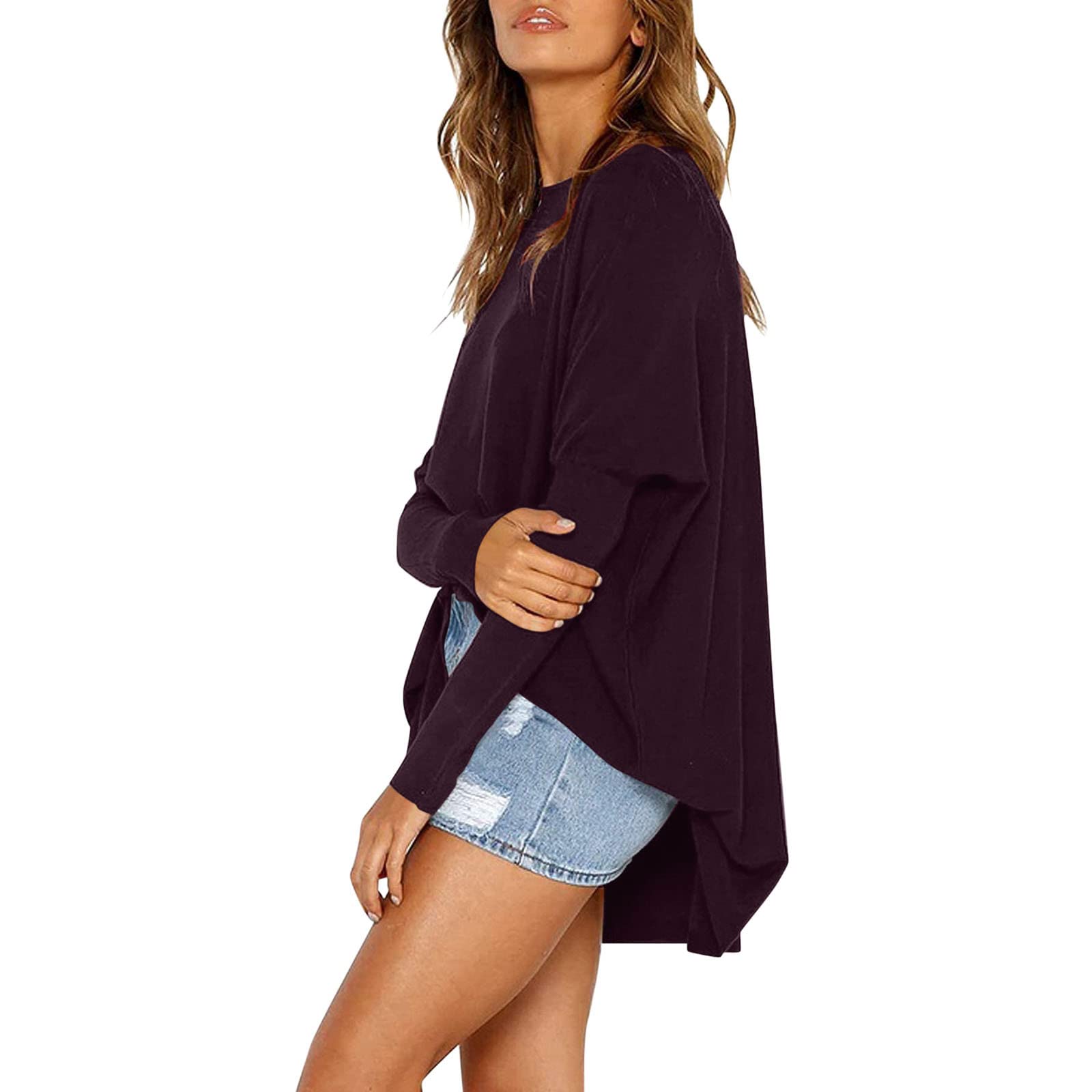 Women's Oversized Long Sleeve T-Shirts - Lightweight Fall Fashion for Casual Outfits