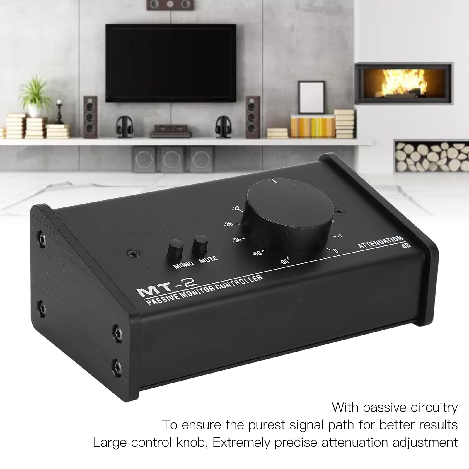 Passive Monitor Controller with Large Volume Knob & Mute Control - 2 XLR/TRS Combo Inputs, 3.5mm Aux Input, Dual XLR & 3.5mm Outputs for Studio Monitoring & Audio Mixing | Perfect for Home Studios, Podcasting & Professional Audio Production