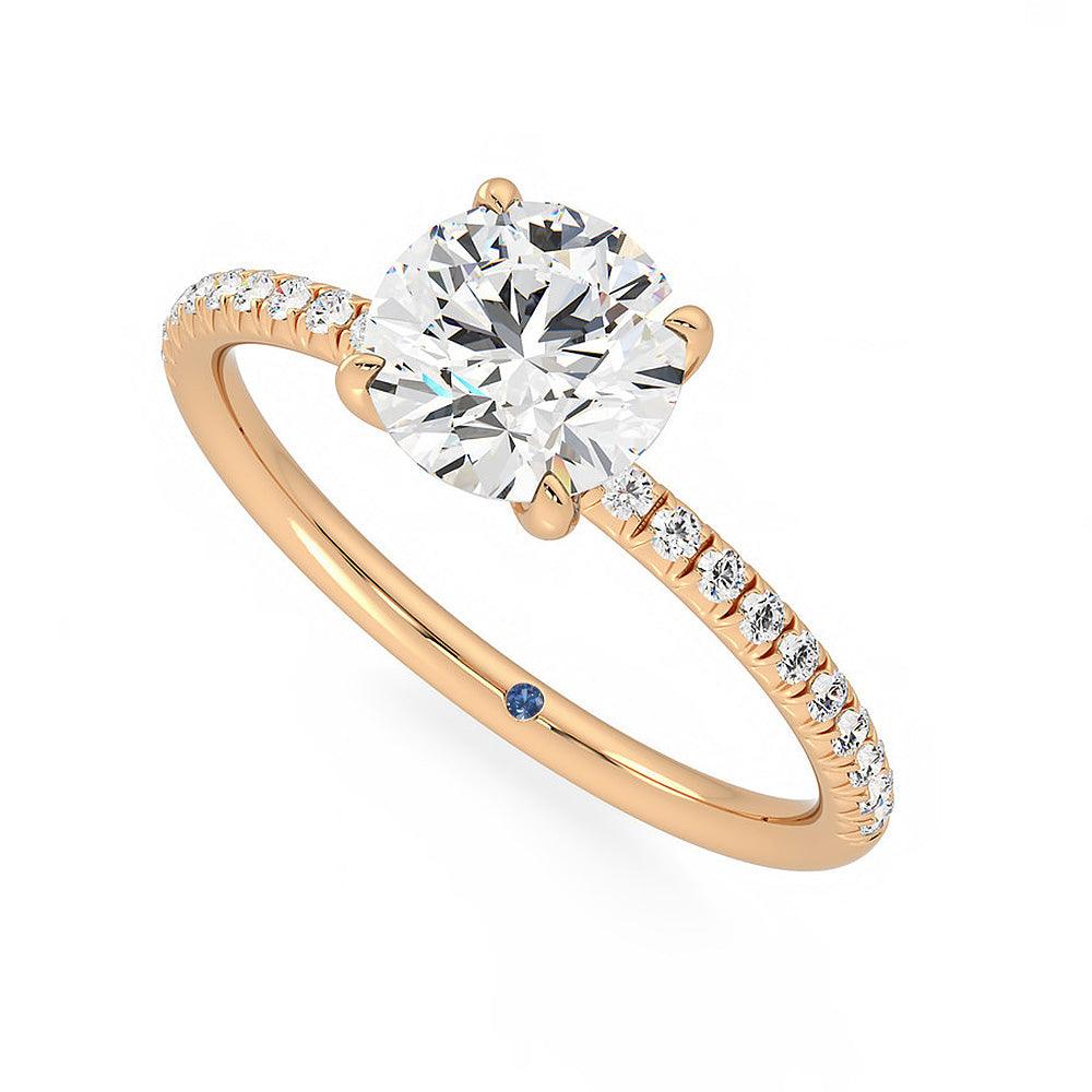 4 Prong Round Moissanite Engagement Ring with Hidden Anniversary Stone - Elegant Wedding Band for Proposals, Anniversaries & Special Occasions
