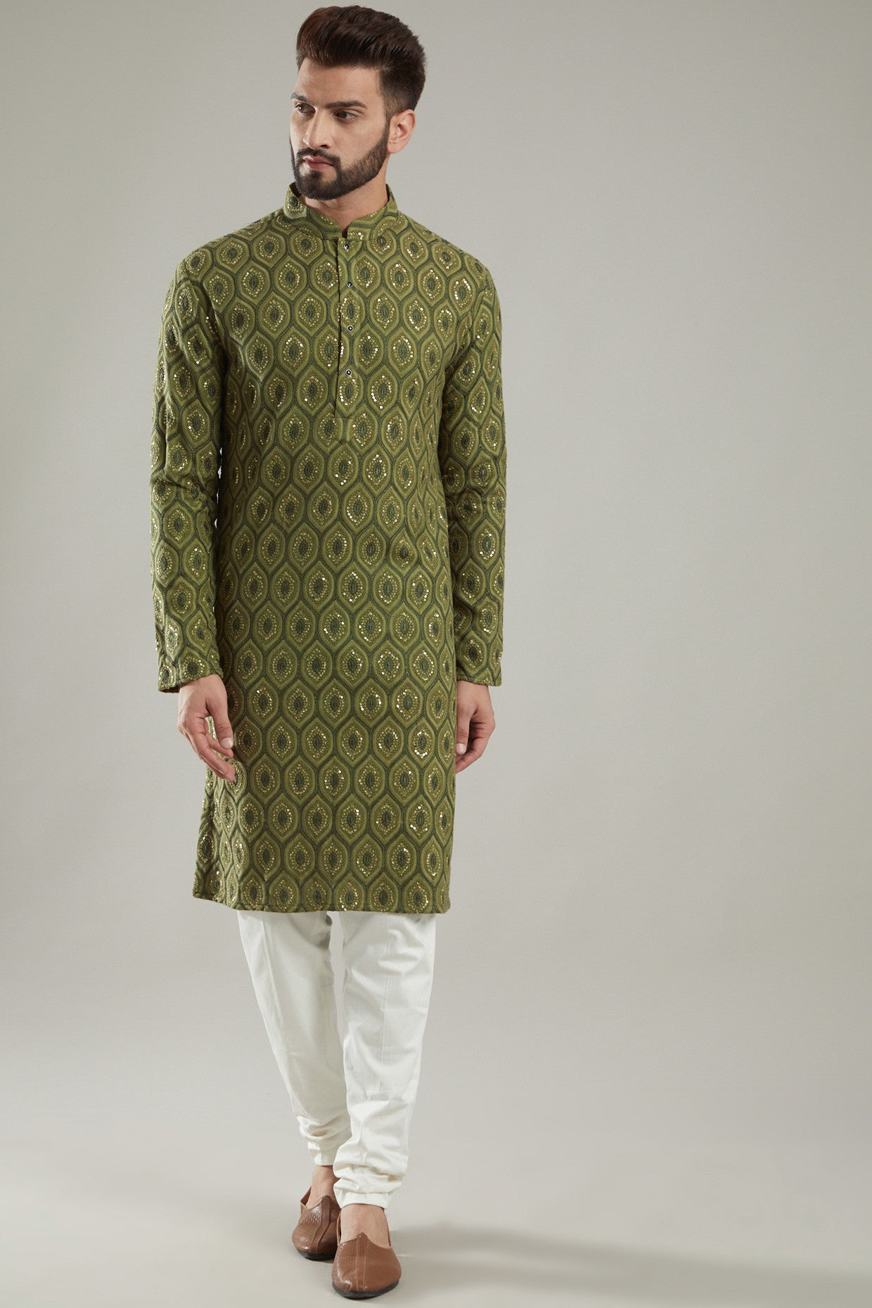 Mehendi Green Silk Embroidered Kurta for Women | Traditional Indian Ethnic Wear | Perfect for Festivals, Weddings & Special Occasions