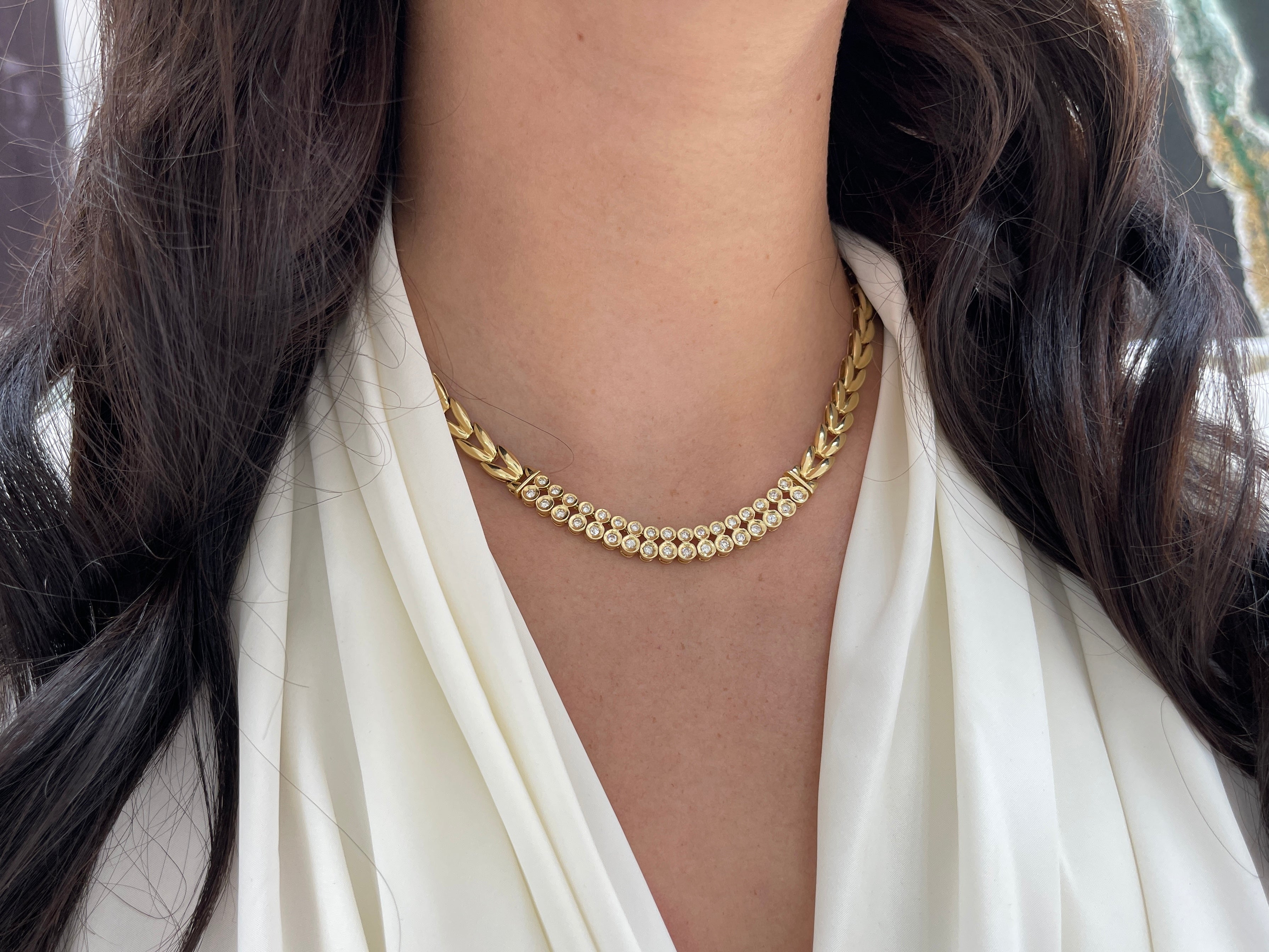 0.94tcw Natural Diamond Bezel Set 14K Gold Statement Necklace for Women - Elegant Gift for Anniversary, Wedding & Special Occasions