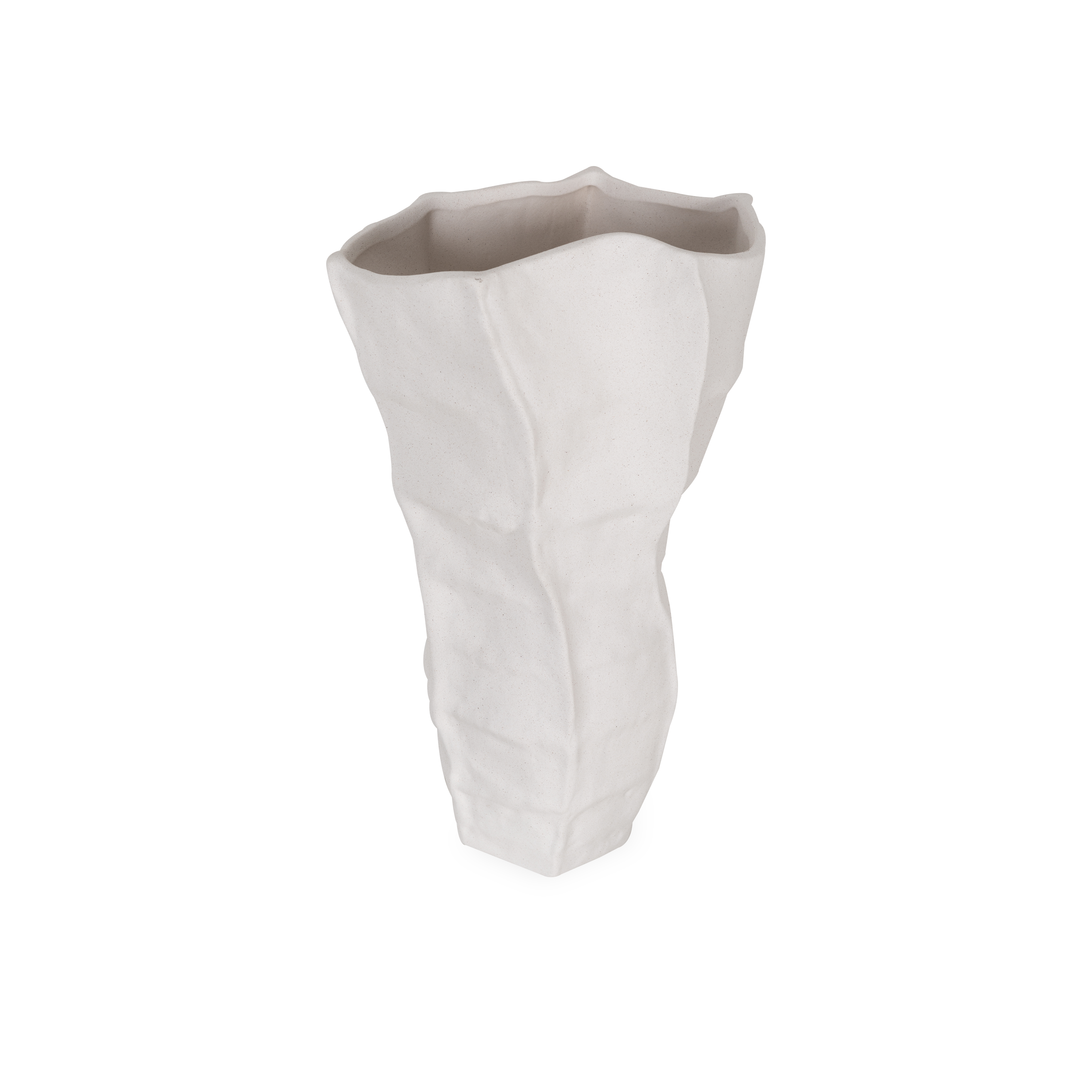 White Ceramic Vase for Home Decor - Minimalist Scandinavian Style Drift Vase for Living Room, Dining Table, or Office Desk Centerpiece