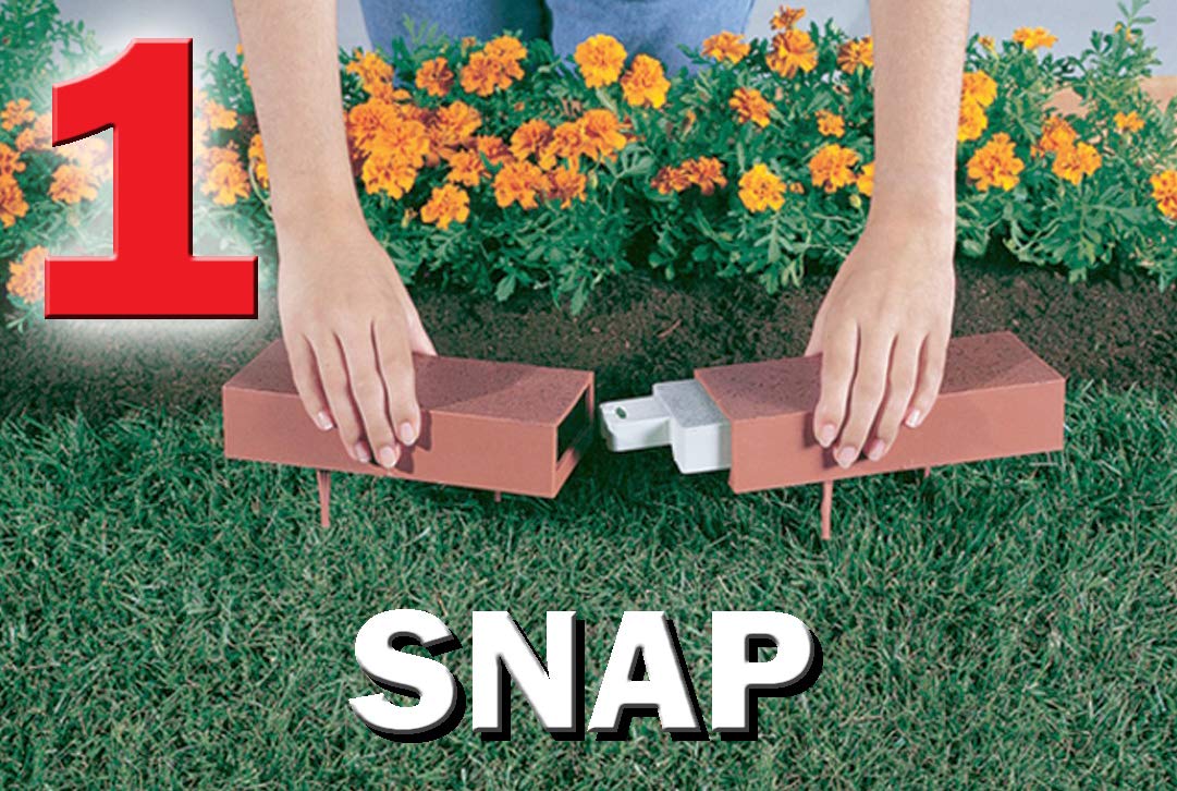 Decorative Plastic Brick Edging with 4 Built-In Solar Lights - 20-Foot Landscape Border Kit in Terra Cotta Orange (Argee RG820S) for Garden Pathways, Flower Beds & Yard Decor