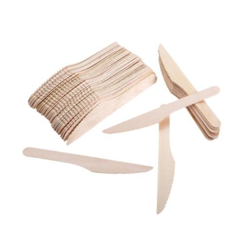 Eco-Friendly Royals 50pc Wooden Knives Set - Biodegradable Disposable Cutlery for Parties, Picnics & Camping - Sustainable Wooden Utensils for BBQ, Wedding & Outdoor Dining