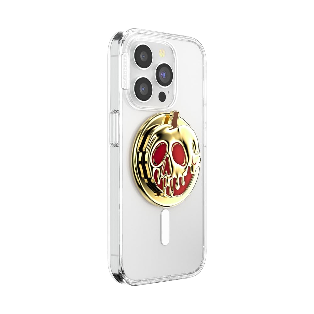 PopSockets Round MagSafe-Compatible Phone Grip with Adapter Ring - Disney Villains Poison Apple Design | Wireless Charging Friendly Phone Holder for iPhone | Perfect for Commuting, Gym & Hands-Free Selfies