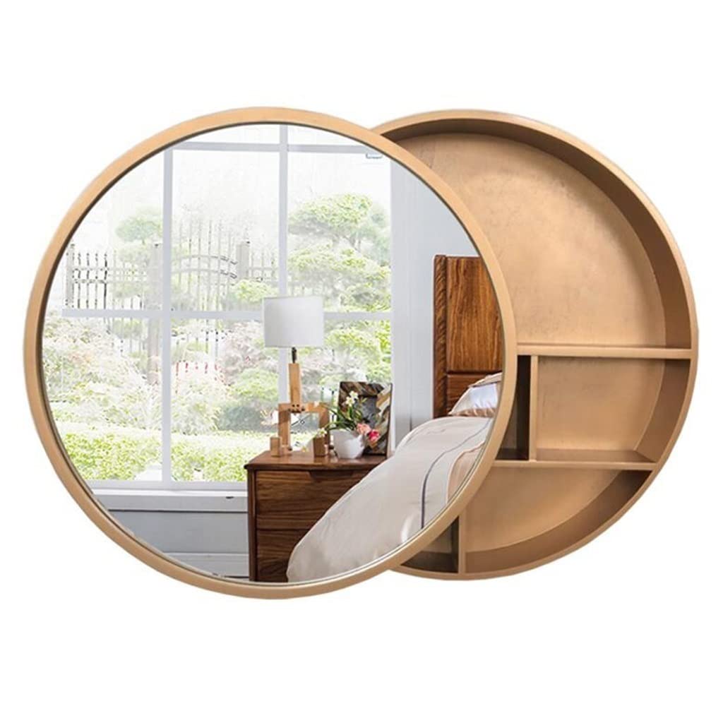 Wall-Mounted Round Vanity Mirror Medicine Cabinet - Push-Pull Design (50/60/70cm) - Gold Finish for Bathroom, Bedroom & Living Room - Perfect for Makeup, Shaving & Home Decor - 50cm/19.7inch