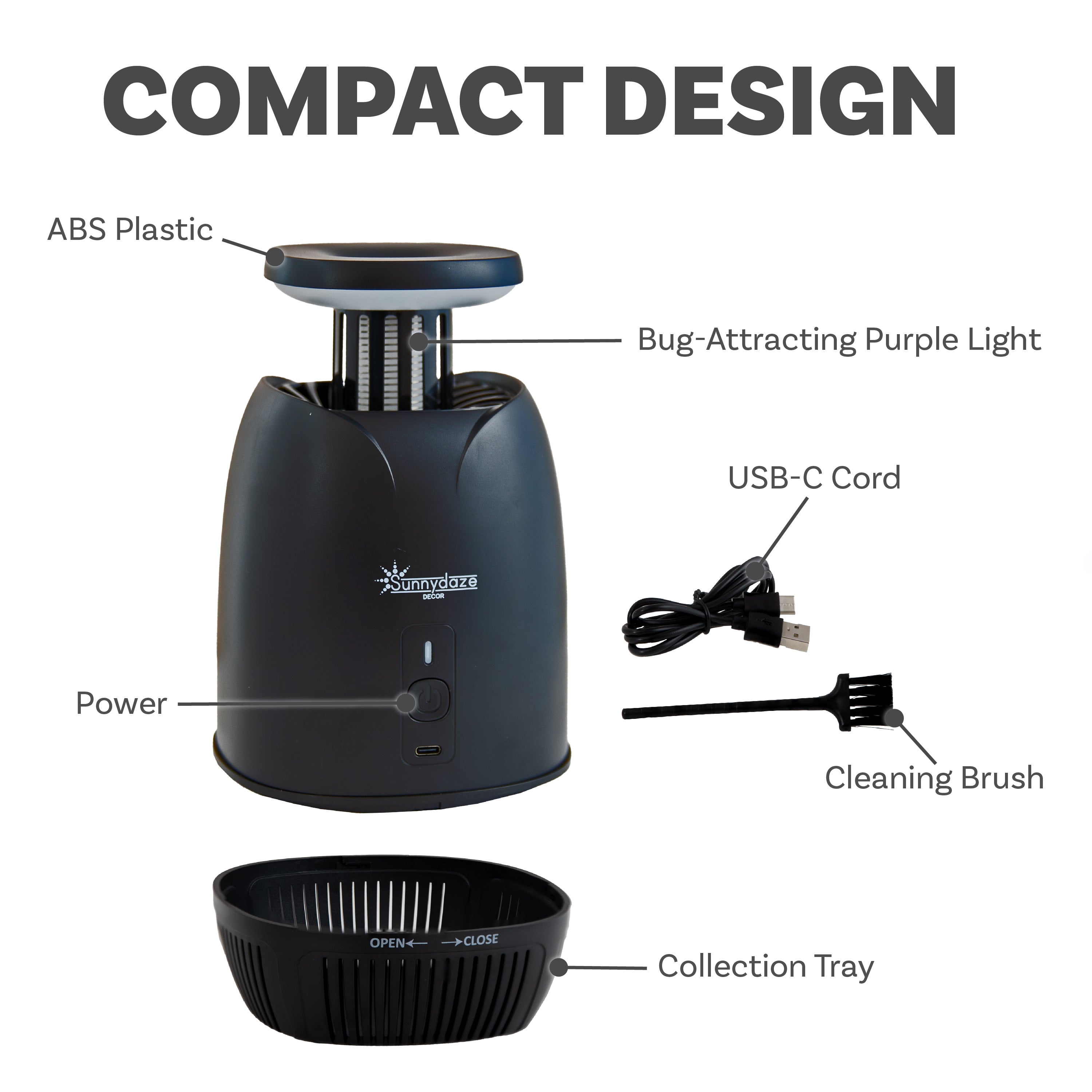 Sunnydaze Tabletop Electric Bug Zapper Light with Fan - Indoor/Outdoor Mosquito Killer for Patio, Deck, Camping & Backyard Use