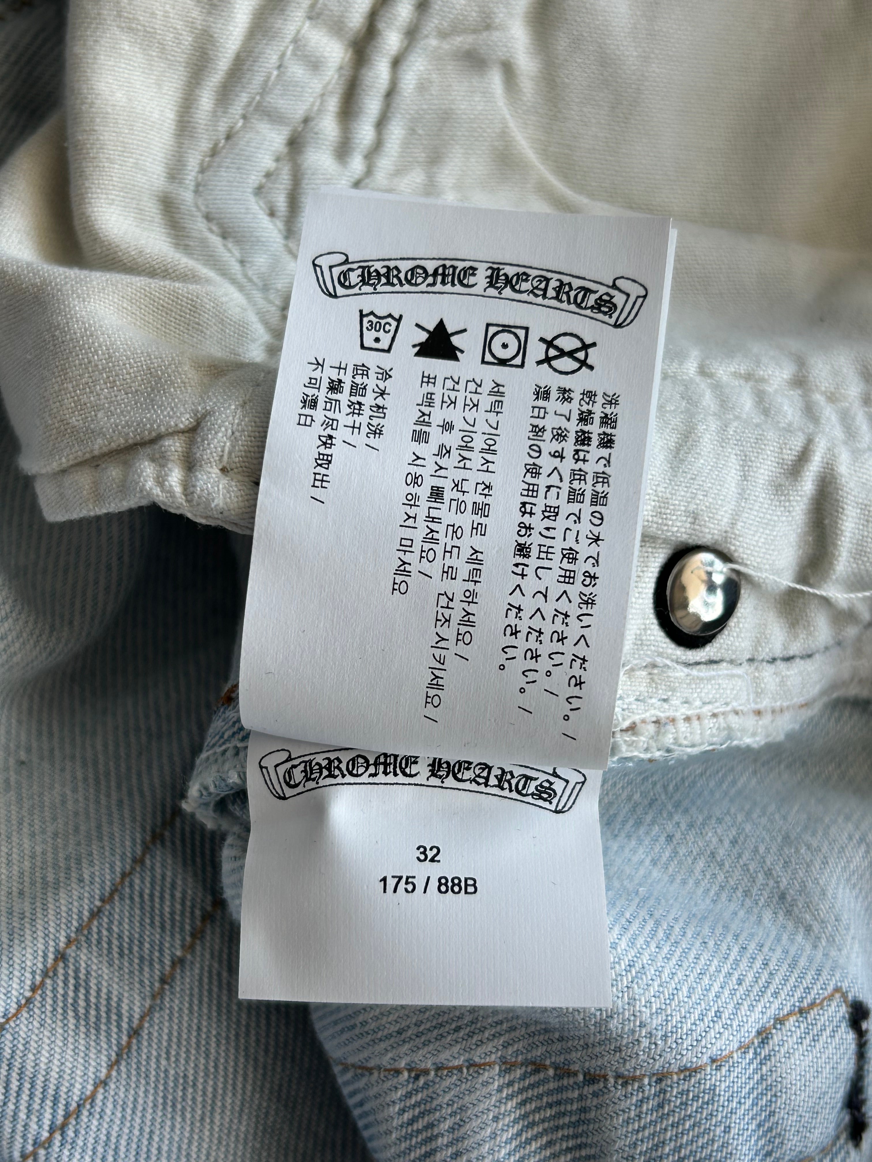 Chrome Hearts x Levi's Distressed Blue Jeans for Men - Vintage Denim Pants with Ripped Details - Perfect for Casual Wear and Street Style Outfits