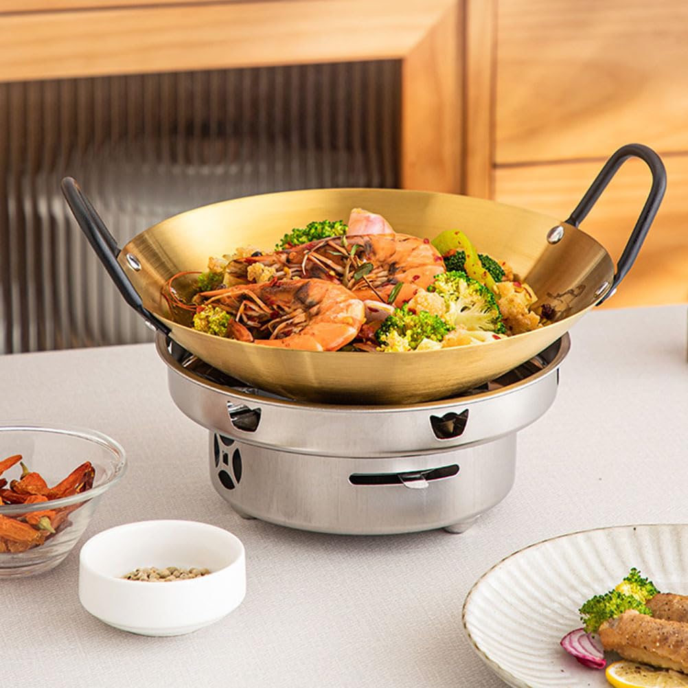 Stainless Steel Double Handle Frying Pot - Cabilock Durable Cooking Utensil for Kitchen & Outdoor Use - Versatile Ramen & Hot Pot Cookware for Home, Camping & Restaurant - Perfect for Boiling, Frying & Stewing
