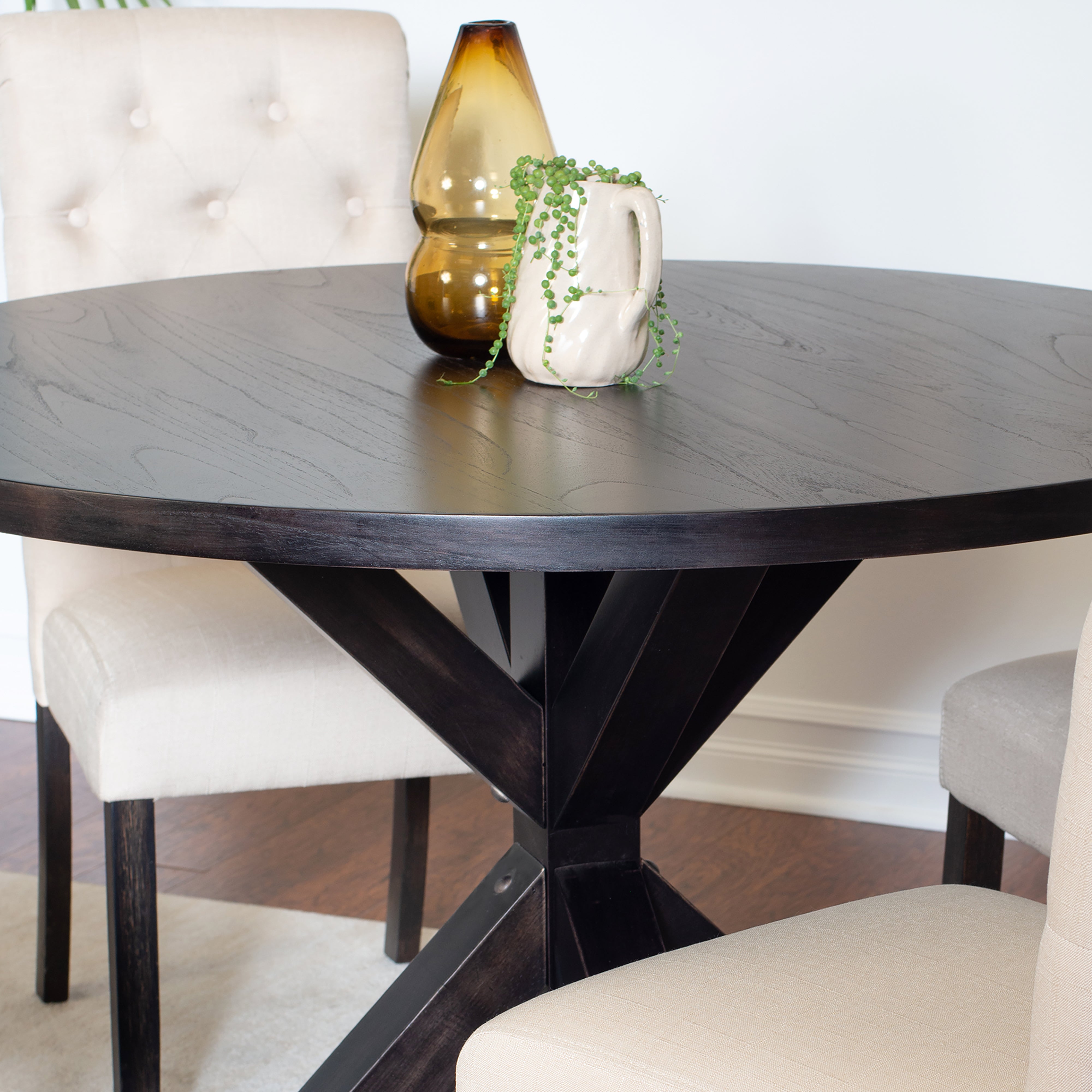 Roundhill Furniture Nylander 5-Piece Dining Set - Cross Buck Style Wooden Table with 4 Matching Chairs for Kitchen, Dining Room & Outdoor Patio