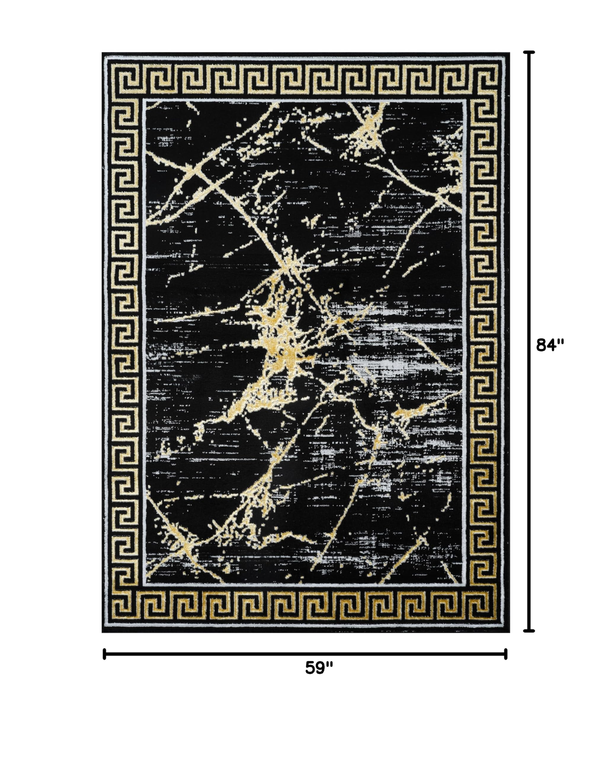 GLORY RUGS 5x7 Modern Abstract Area Rug - Marble Pattern in Black & Gold - Soft Carpet for Living Room, Dining Room & Bedroom Decor - Perfect for Home, Office & Apartment Flooring