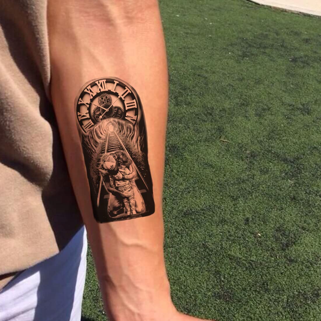 Waterproof Father and Son Compass Temporary Tattoo for Men & Women - Perfect for Family Bonding, Outdoor Adventures, and Special Occasions