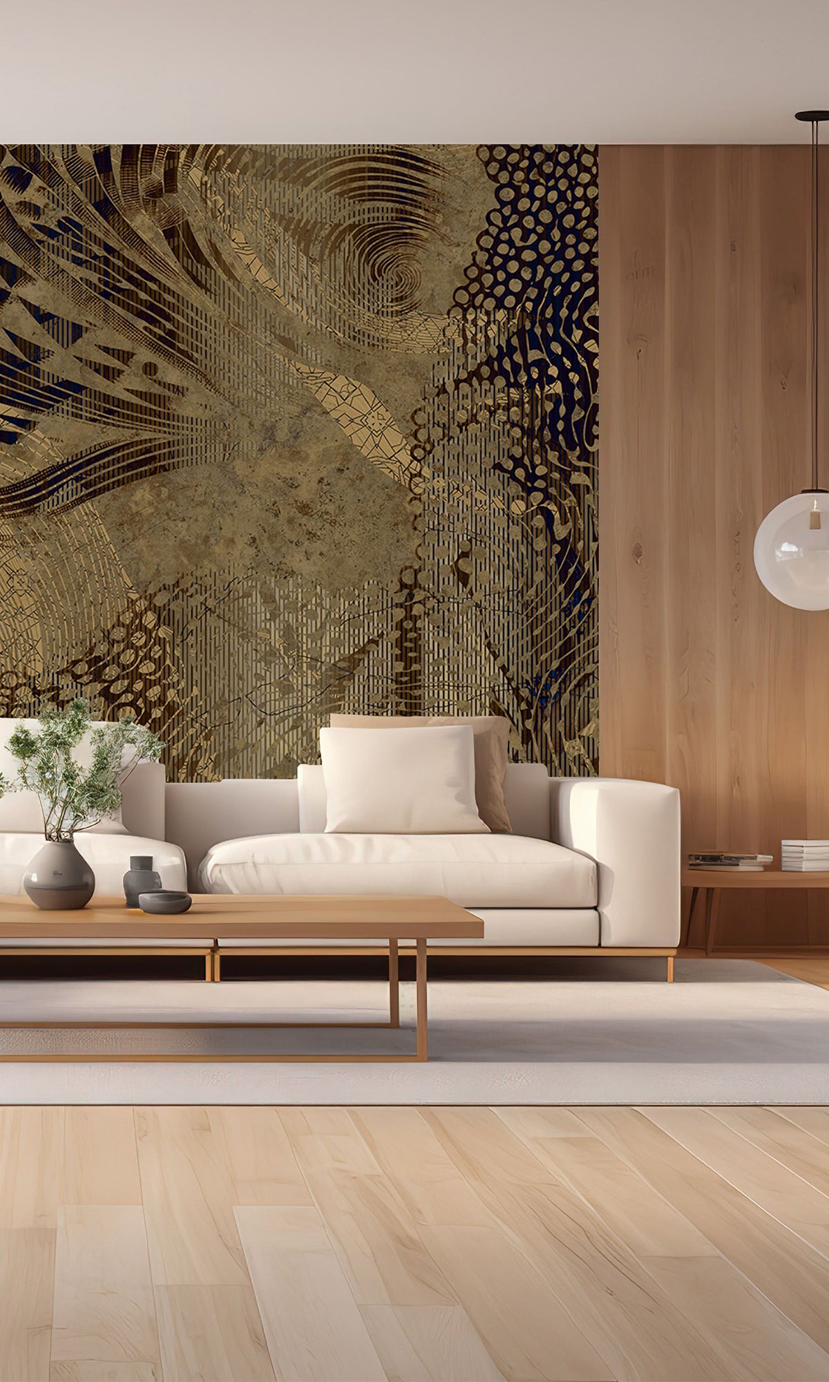 Abstract Brown Flowing Mosaic Mural Wallpaper M2605 - Peel and Stick Removable Wall Decal for Living Room, Bedroom, Kitchen & Office Decor