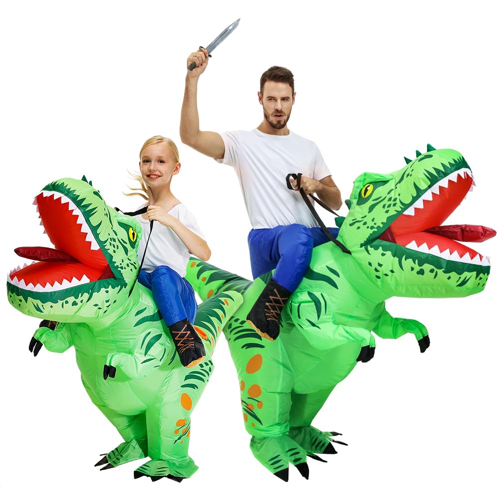 MT MENGTONG Inflatable Dinosaur Costume for Adults - Funny T-Rex Halloween Costume for Men & Women | Dinosaur Rider Outfit for Parties, Cosplay & Events