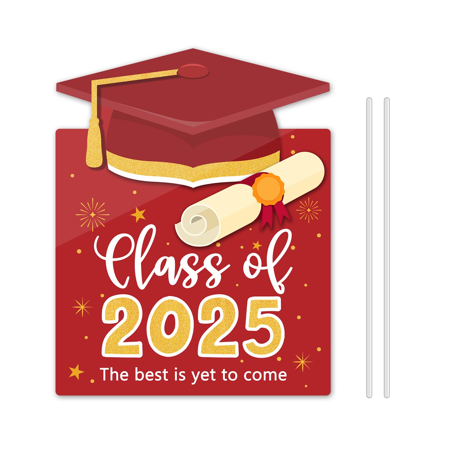 2025 Graduation Yard Sign - Outdoor Lawn Decoration for Class of 2025 - Durable Red Graduation Sign - Perfect for Backyard Celebrations & Photo Backdrops