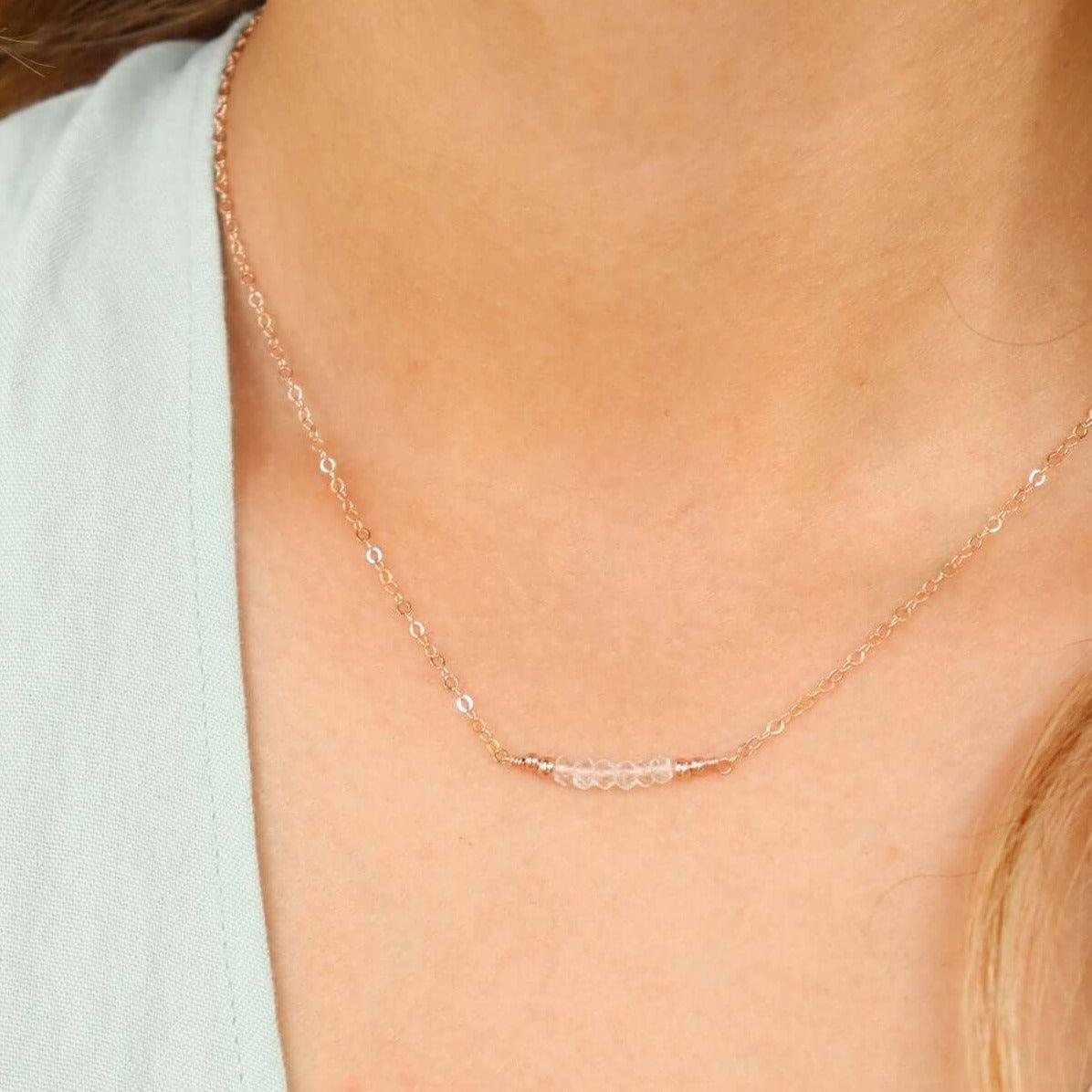 Sparkling Clear Crystal Quartz Faceted Bead Bar Necklace - Elegant Handmade Jewelry for Women, Gift for Her | Perfect for Weddings, Parties & Special Occasions