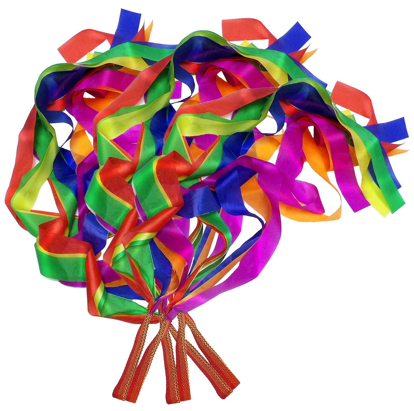 12pcs Rainbow Ribbon Wands for Kids - Colorful Dance Streamers, Gymnastics Toys, Rhythm Sticks - Perfect for Dance Performances, Gymnastics Routines & Playtime Fun