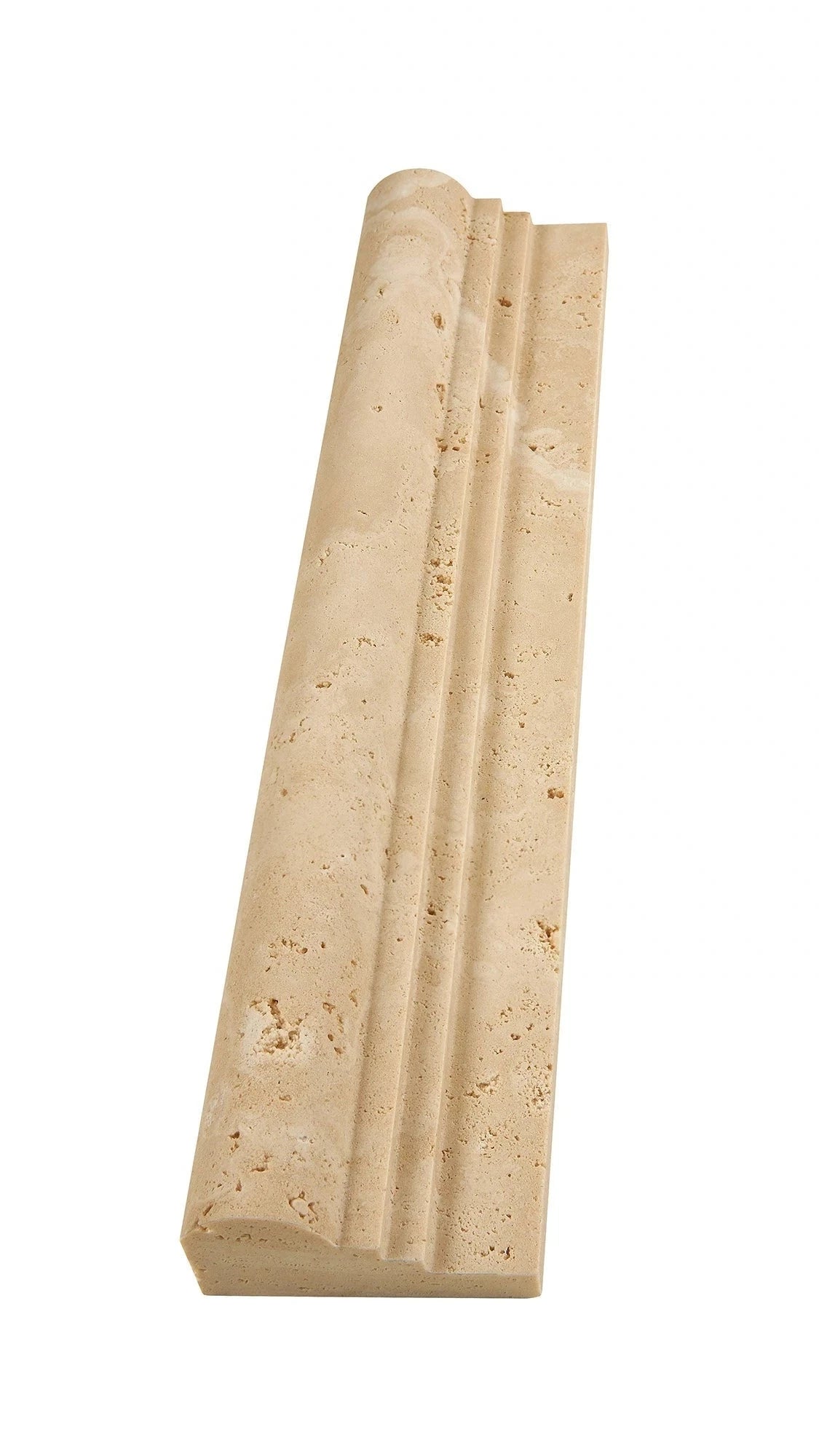 Ivory Travertine Chair Rail Molding - Double Step Liner for Wall Protection & Decoration - Perfect for Living Room, Dining Room & Home Interior Design