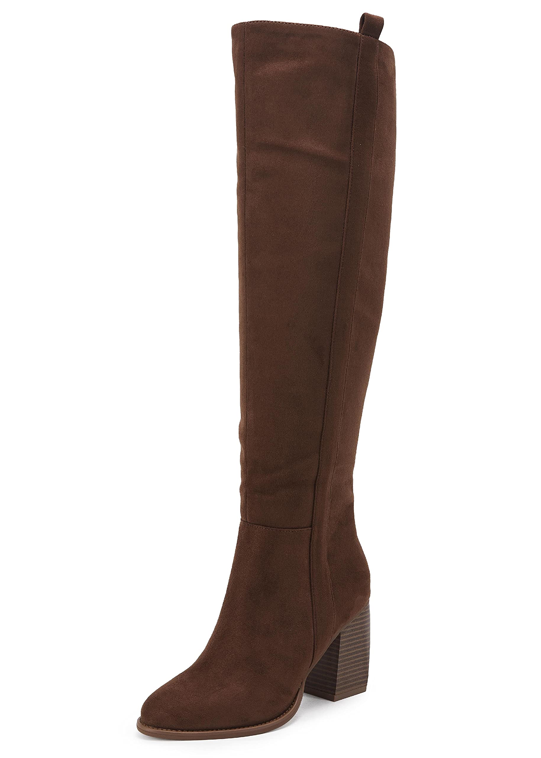 SERAIH Women's Pointed Toe Knee High Boots - Faux Suede Side Zipper, Chunky Block Heel, Stretch Winter Thigh High Boots for Women | Perfect for Office, Party & Cold Weather Fashion