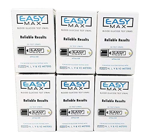 EasyMax Diabetic Test Strips - 300 Count (6 Boxes of 50) | Blood Glucose Monitoring for Diabetes Management | Home Use & Travel-Friendly