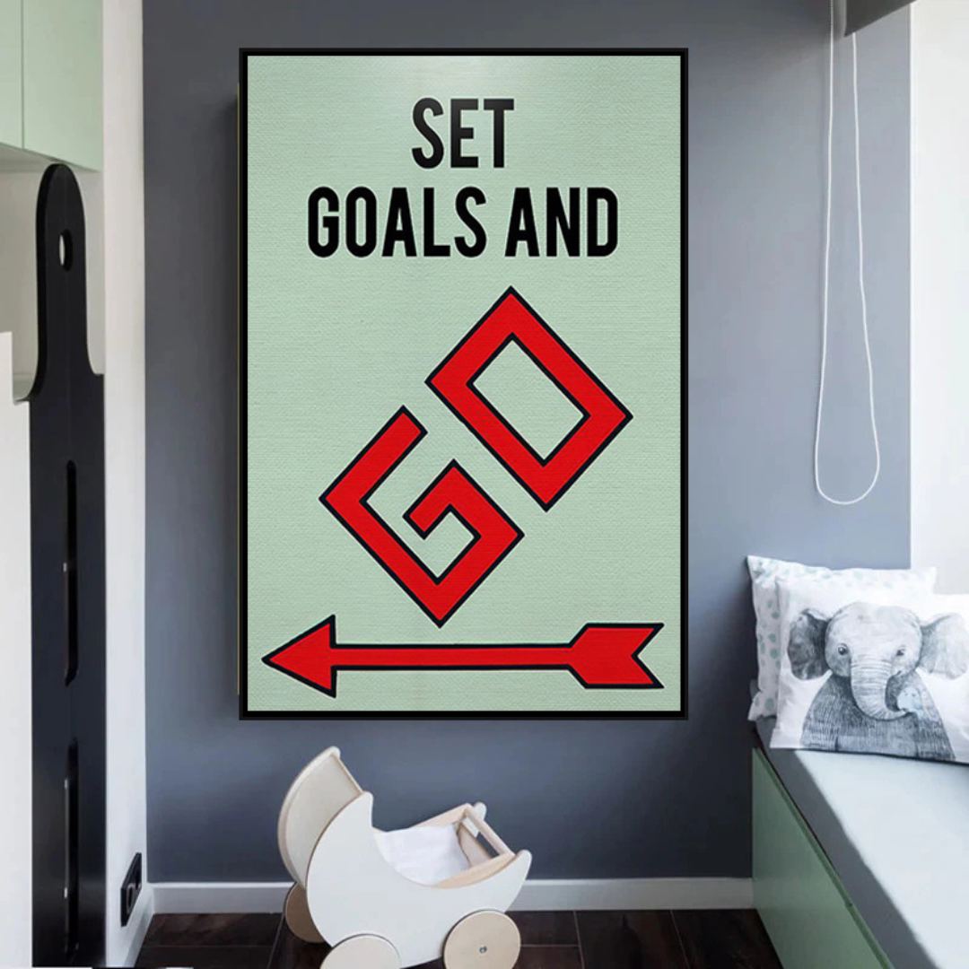 Alec Monopoly Set Goals and Go Play Card - Canvas Wall Art Decor for Home, Office & Game Room - Perfect Gift for Art Lovers & Board Game Fans